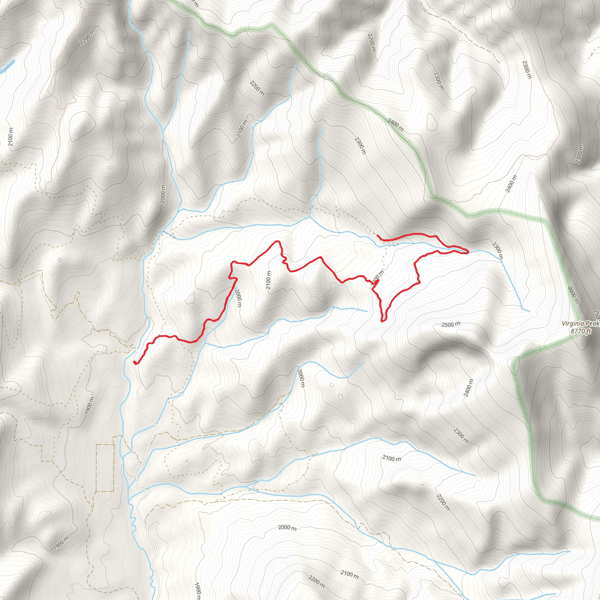 Upper Bitter Creek via Bitter Creek Trail mobile static map
