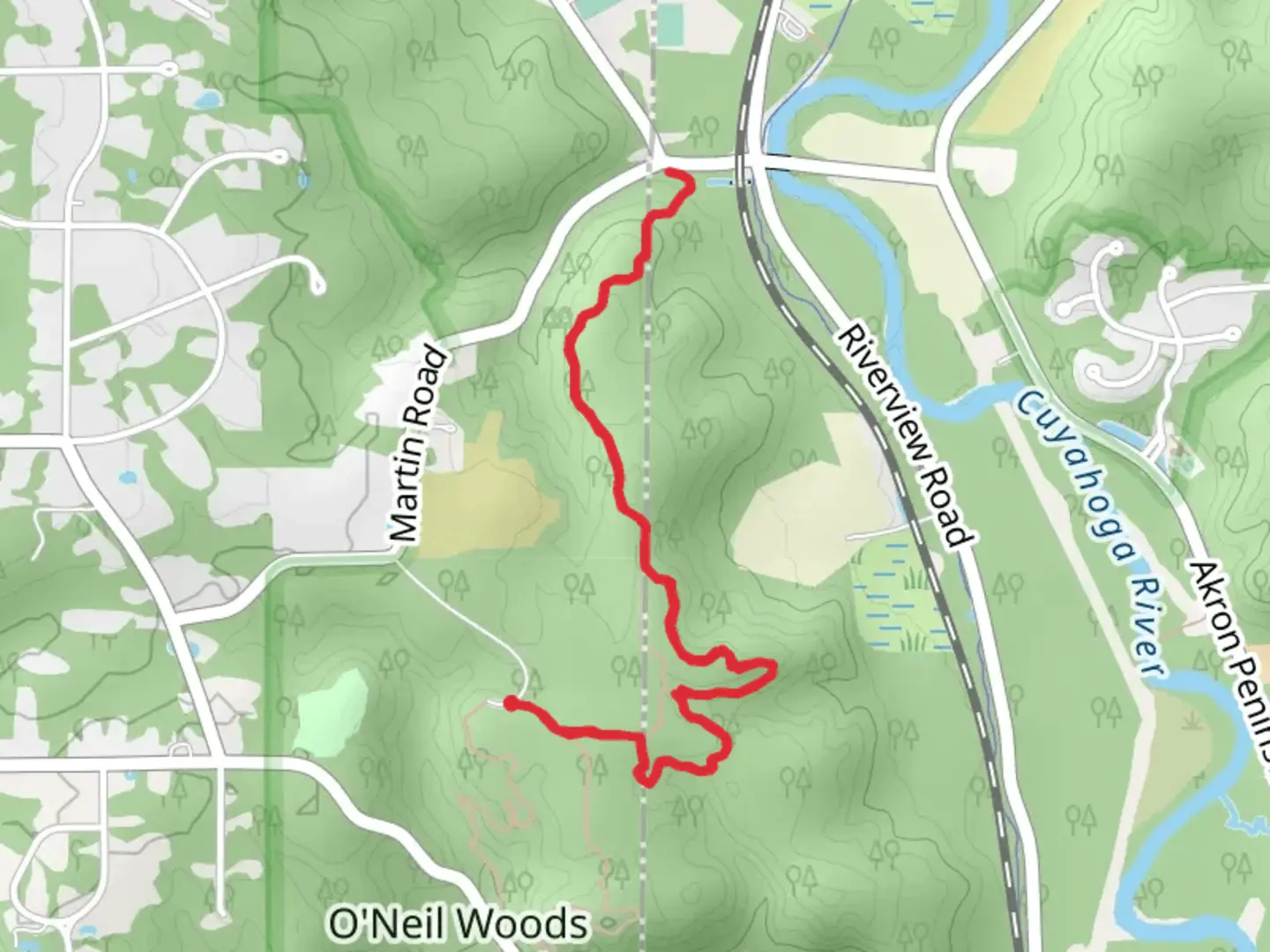 An image depicting the trail Deer Run and Buckeye Trail and its surrounding area.