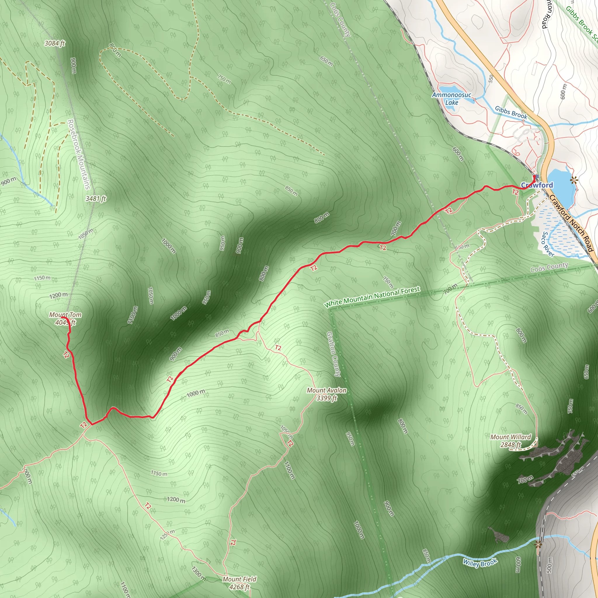 Mount Tom Spur via Avalon Trail mobile static map