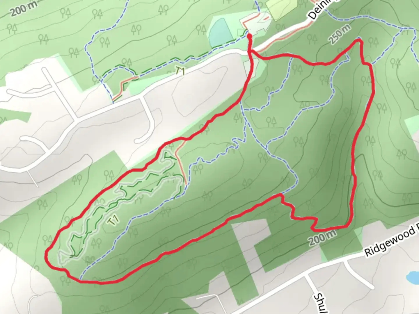 An image depicting the trail Rocky Ridge Baseball Diamond North Loop Trail and its surrounding area.