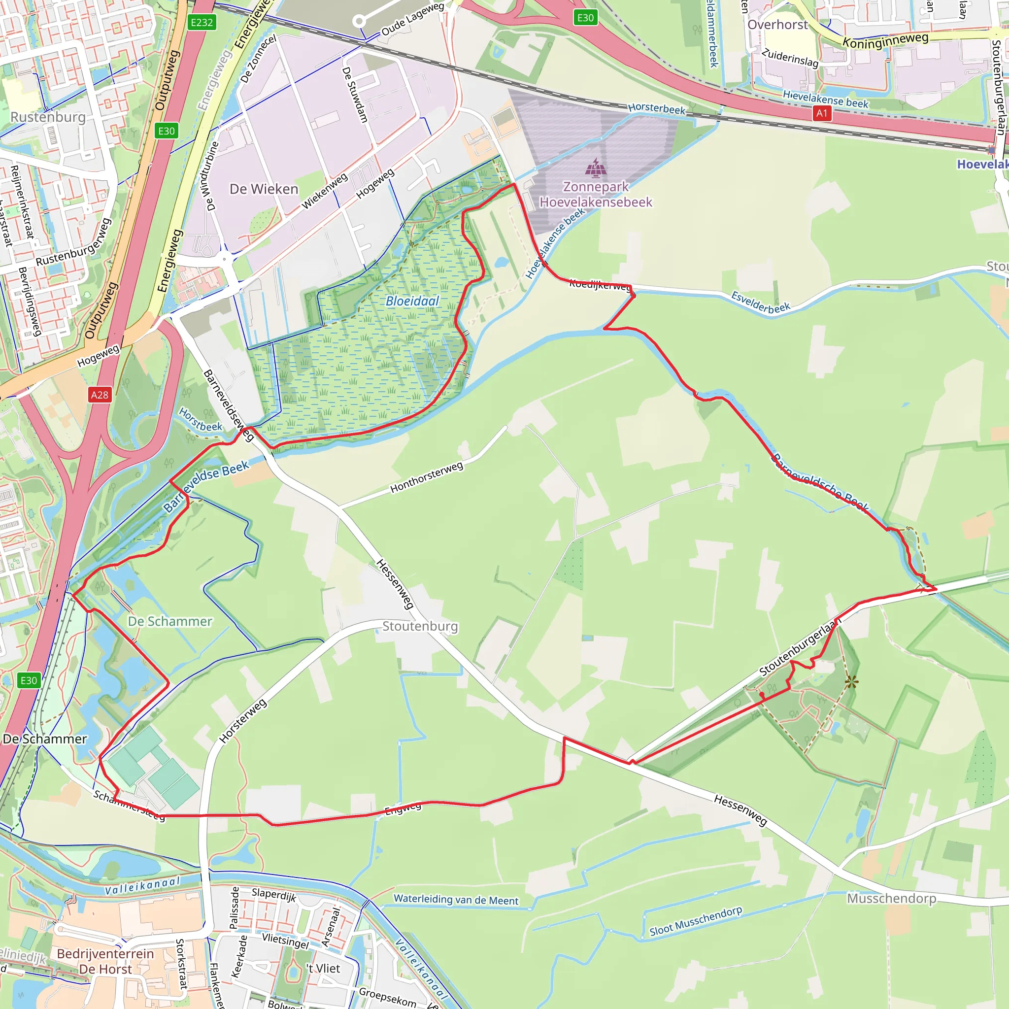 Barneveldsche Beek via Kasteel Stoutenburg and De Schammer mobile static map