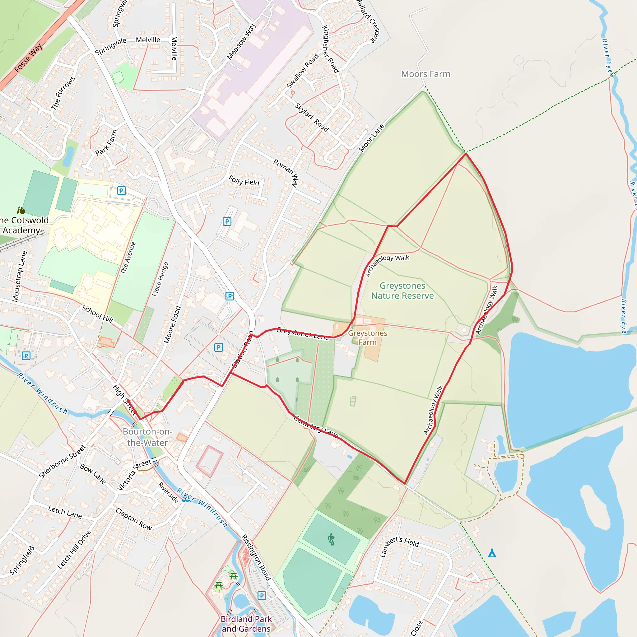 Bourton-on-the Water Loop mobile static map