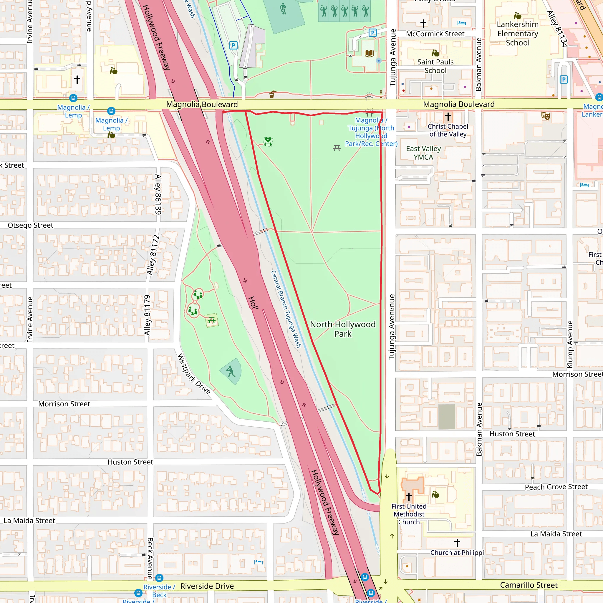 North Hollywood Park Loop mobile static map