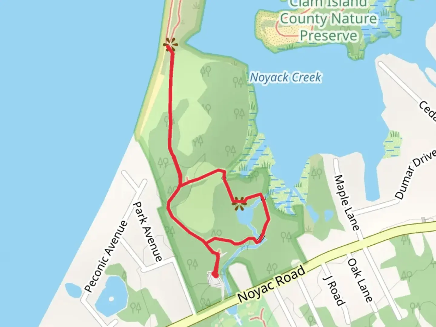 An image depicting the trail Jess Morton National Wildlife Refuge and its surrounding area.