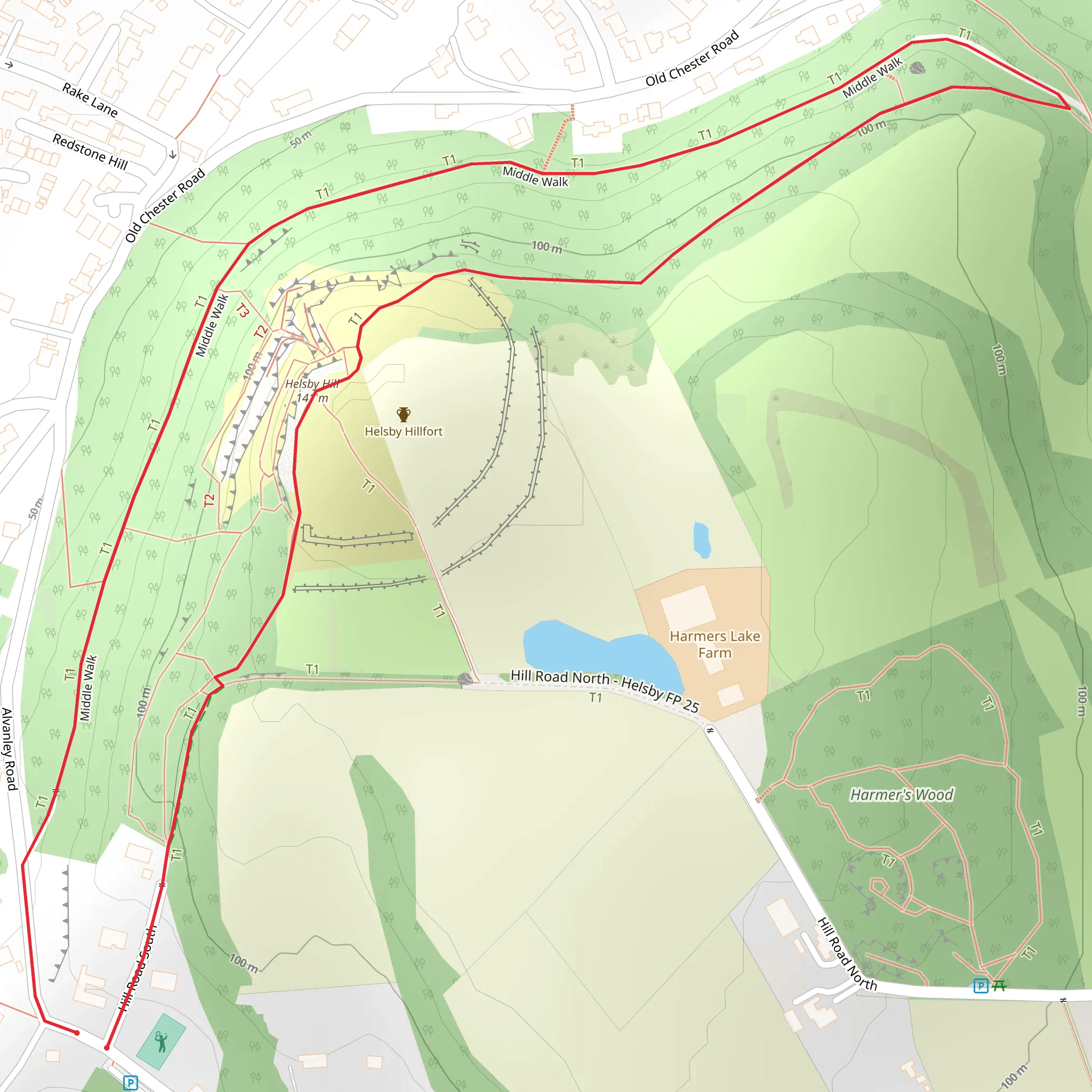 Helsby Hill Loop mobile static map