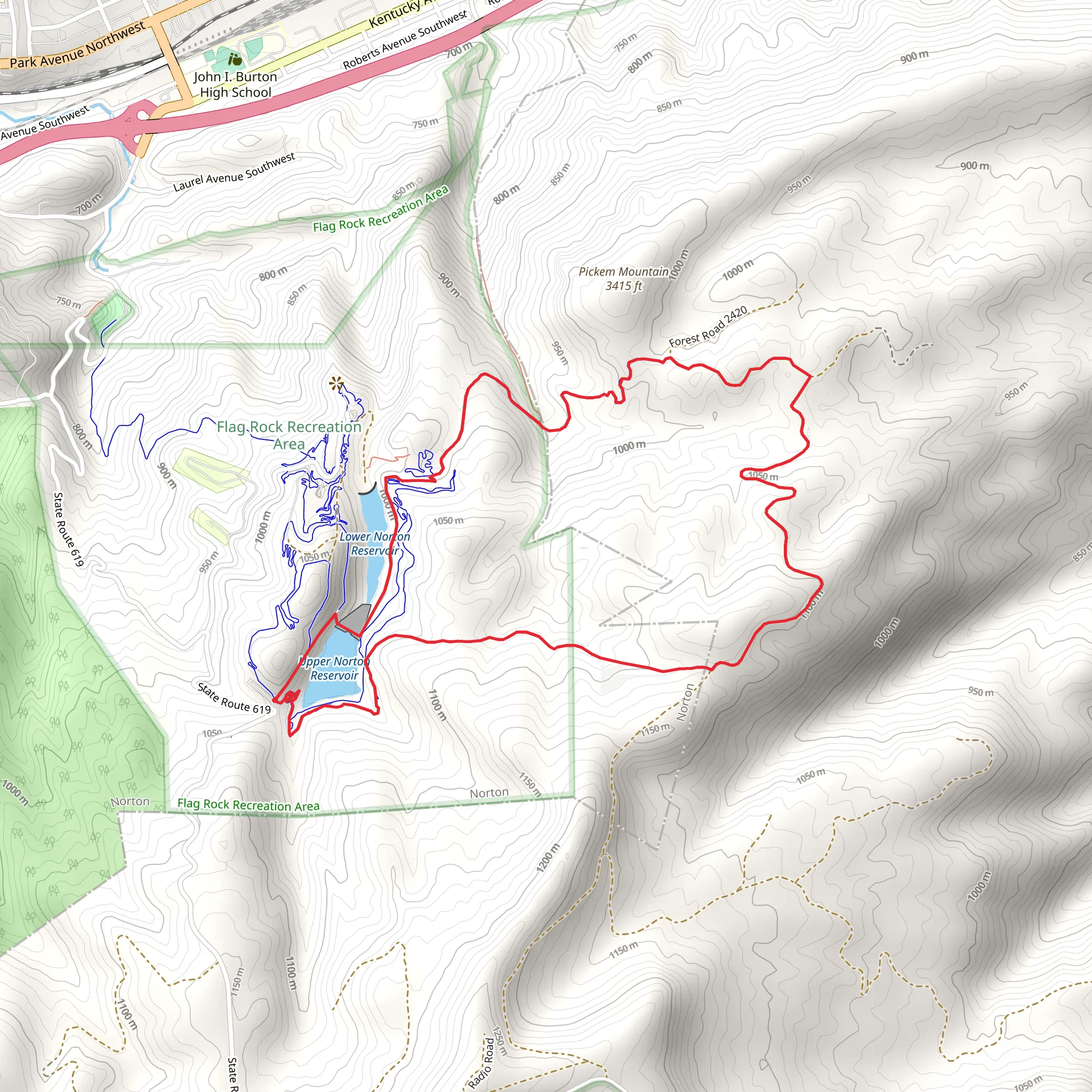 Fern Gully and Pickem Mountain Loop mobile static map