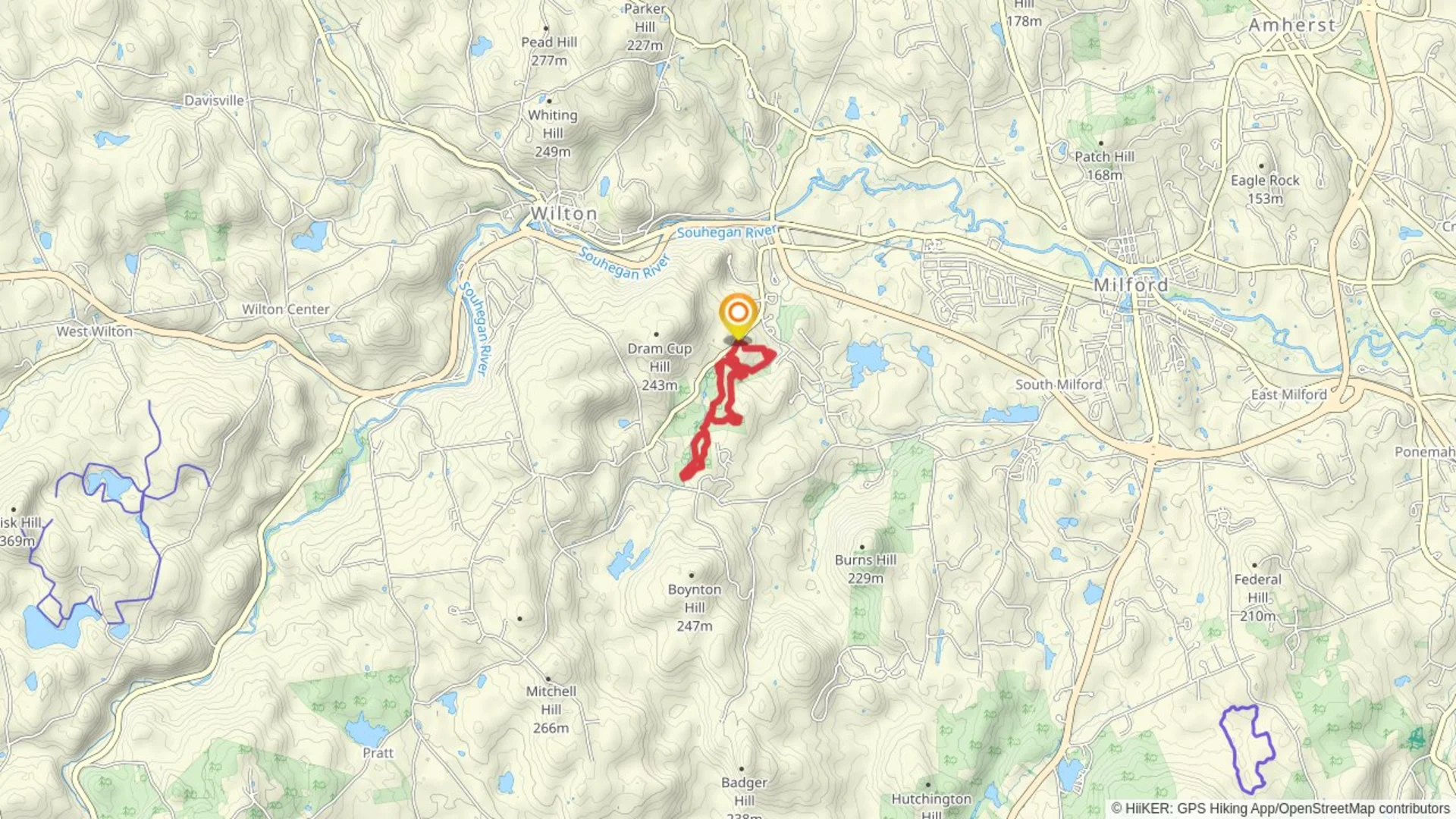 An image depicting the trail Tucker Brook Town Forest Loop and its surrounding area.
