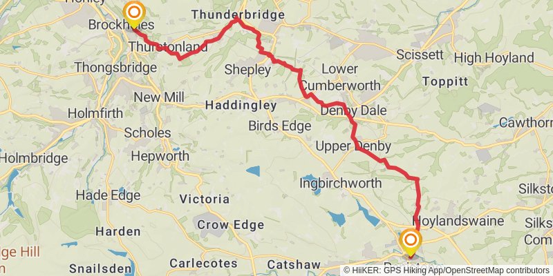 Sheffield Railway Station to Huddersfield Railway Station stage 4 Map