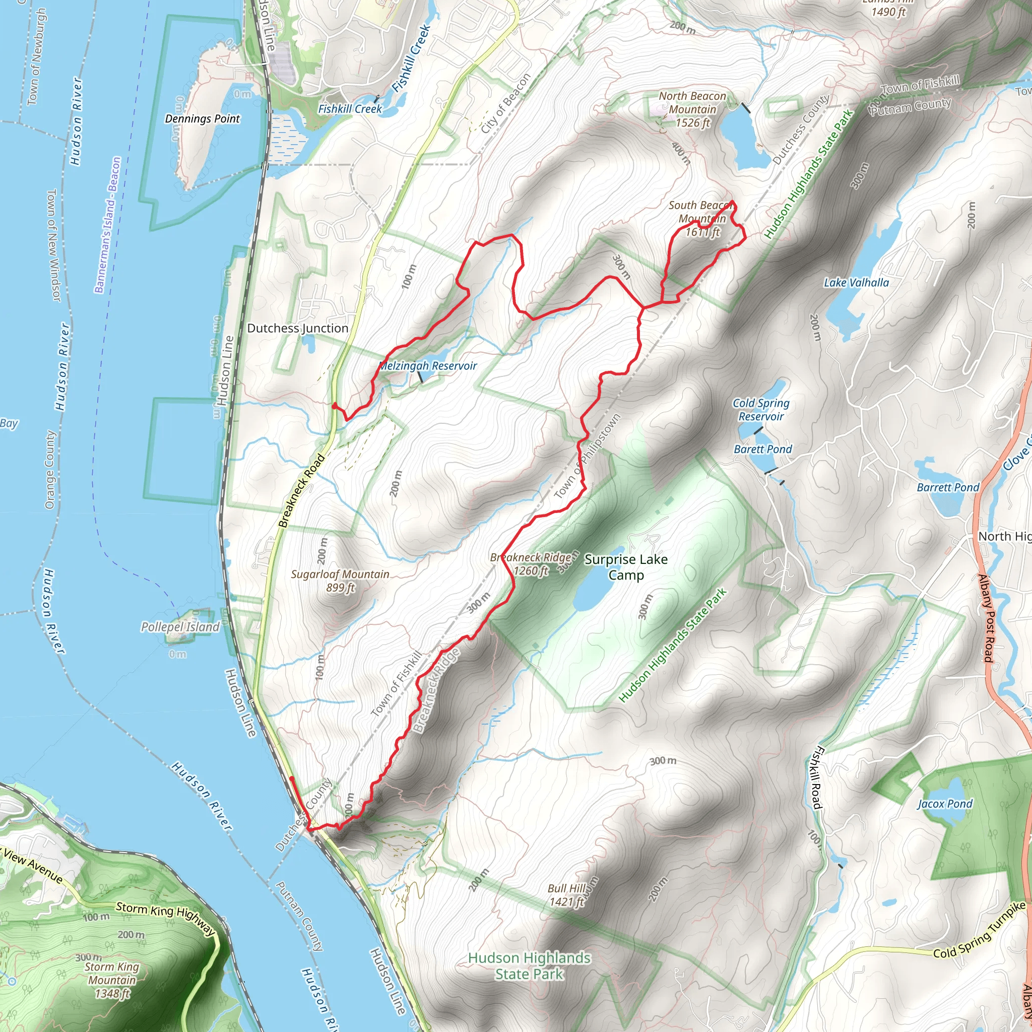 Breakneck Ridge Trail, South Beacon Mountain and Notch Trail mobile static map