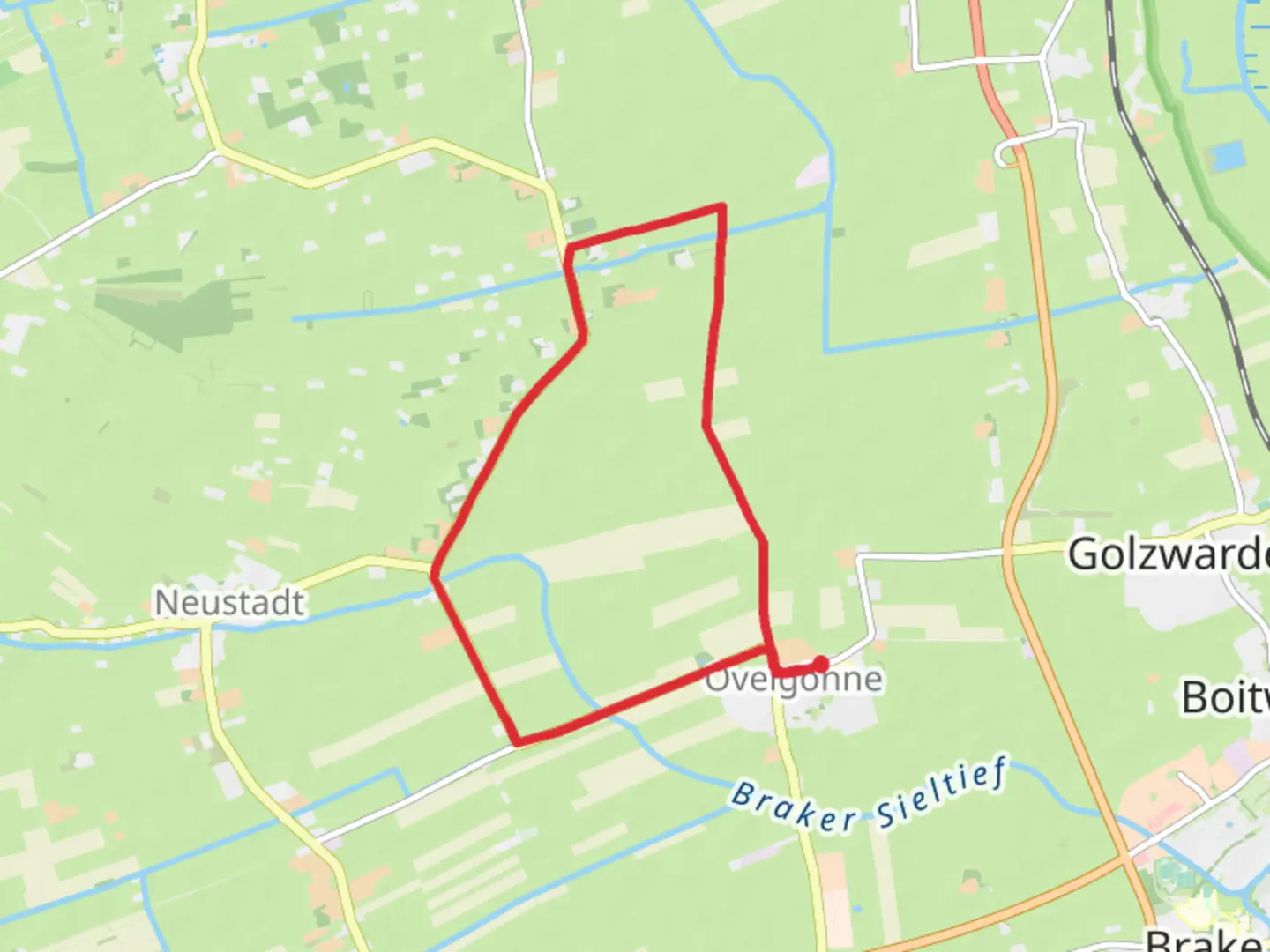 An image depicting the trail Ovelgönne Loop and its surrounding area.