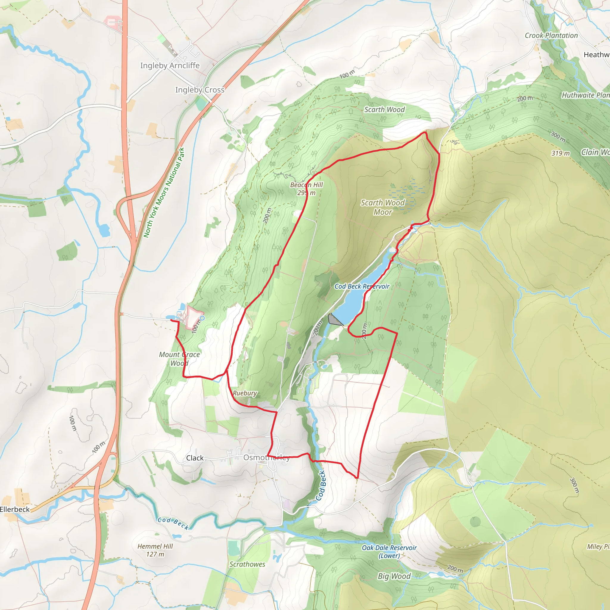 Scarth Wood Moor Loop and Mount Grace Priory mobile static map