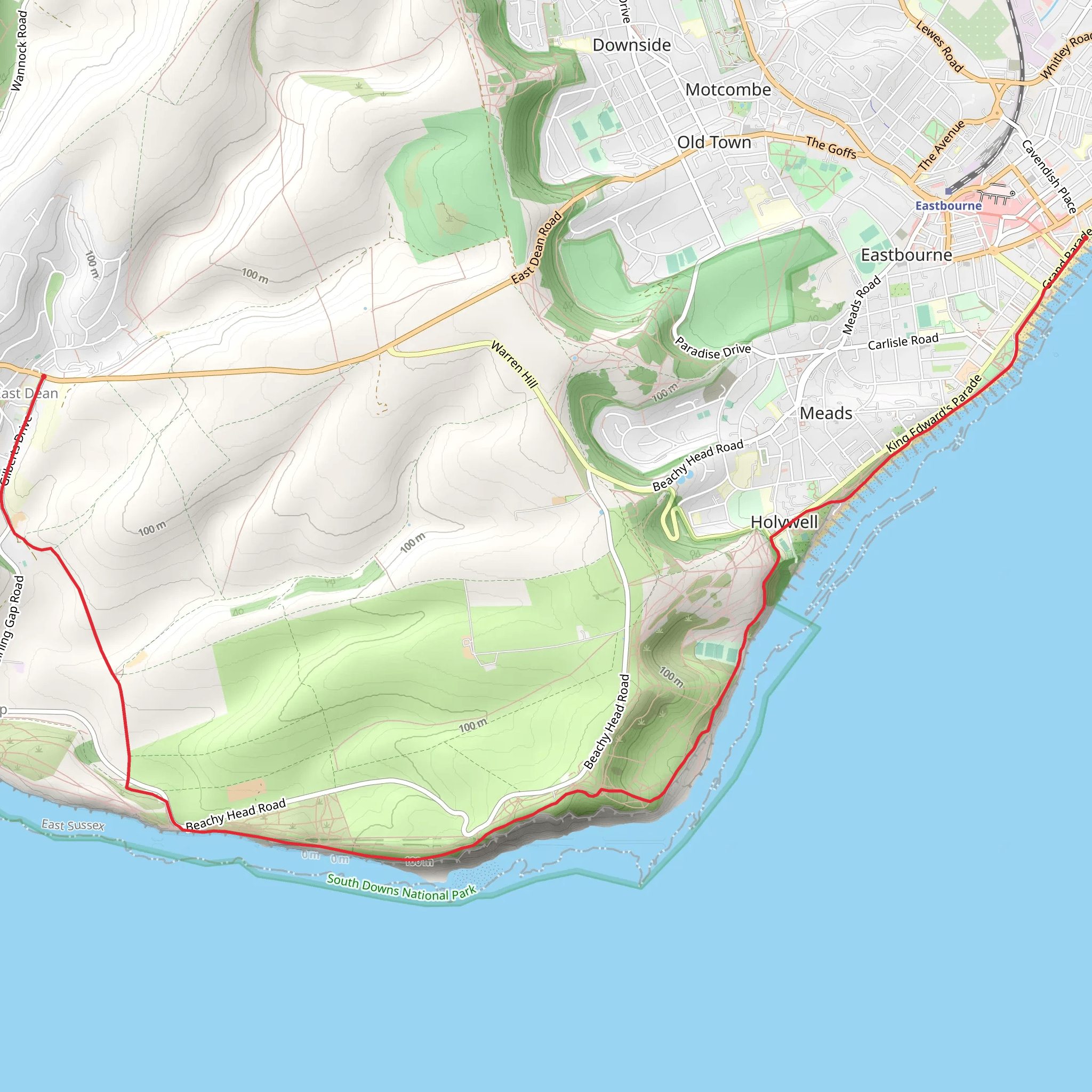 Beachy Head and Eastbourne from East Dean mobile static map
