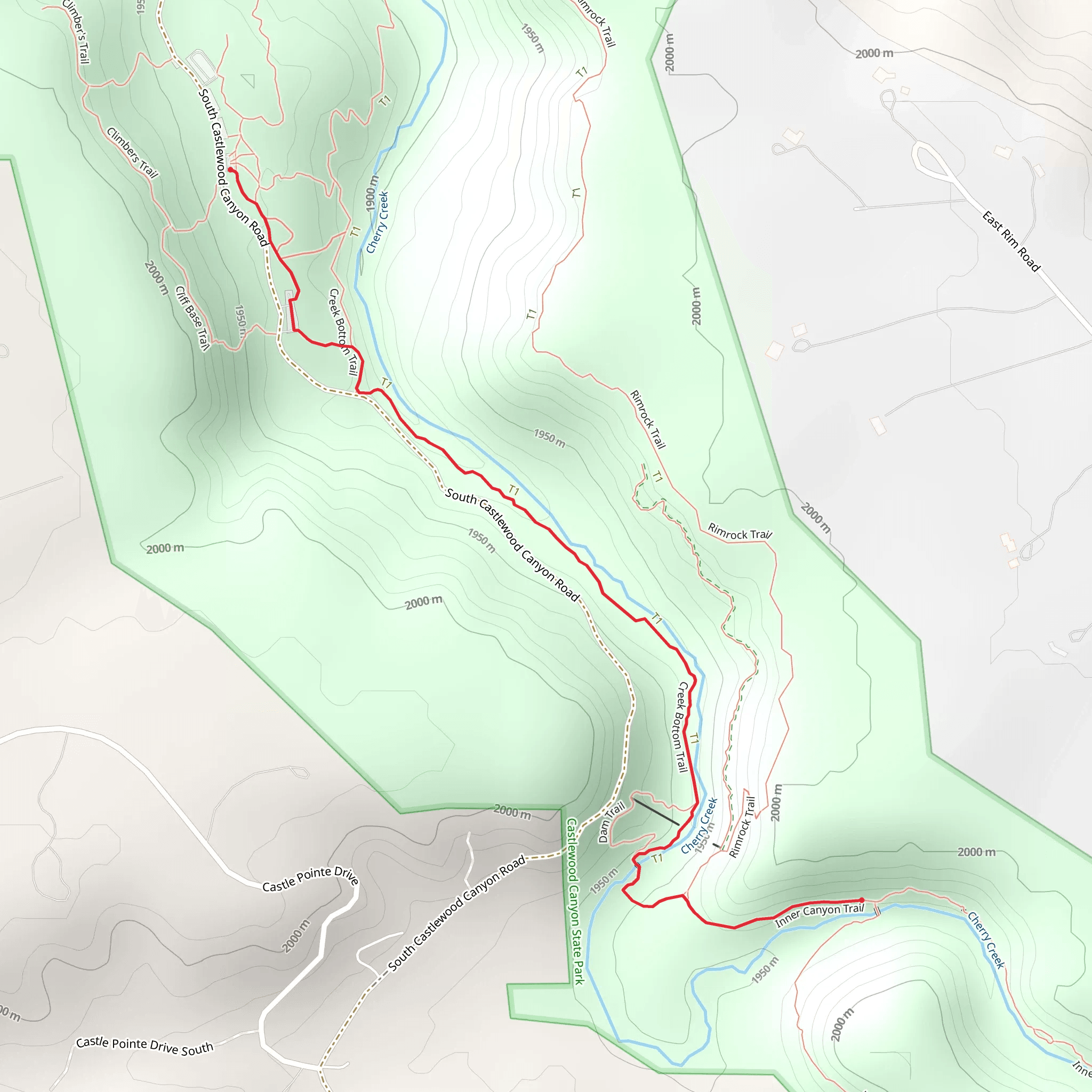 Inner Canyon and West Side Spur Trail mobile static map