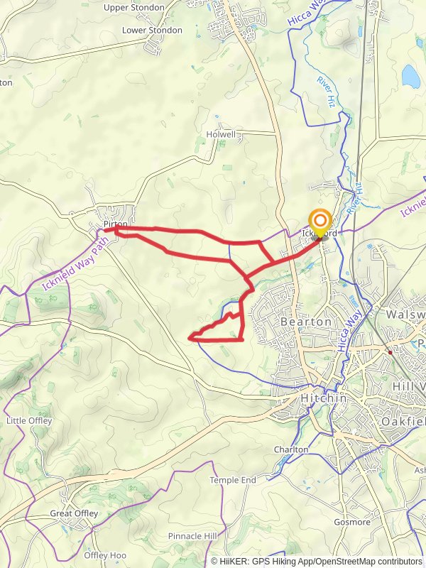 Map of Ickleford River and Nature Reserve Circular Walk, Hertfordshire