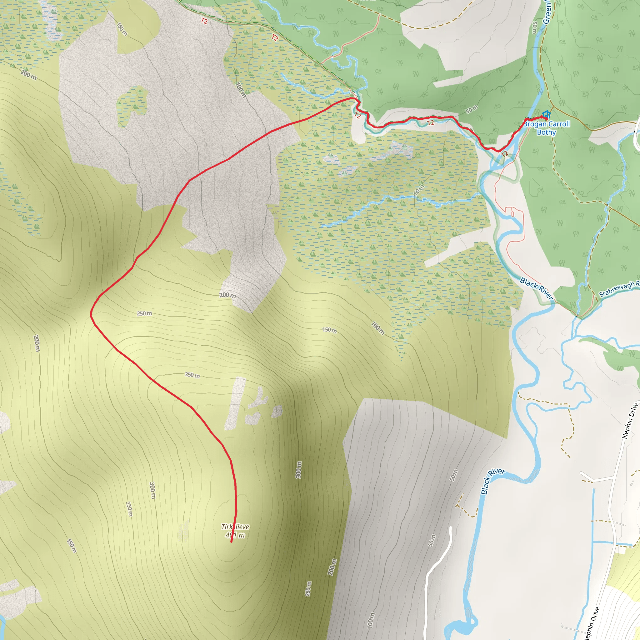 Mount Tirkslieve via Letterkeen Trail mobile static map