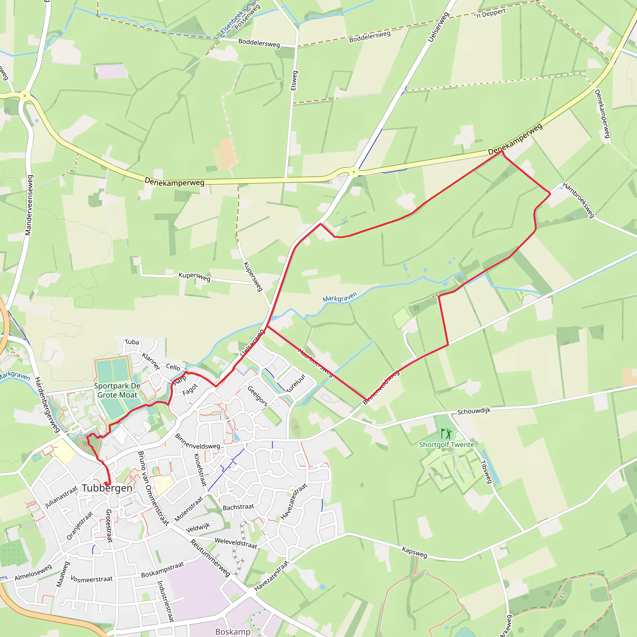 Tubbergen - Oranje Route and Hilligenpad Loop mobile static map