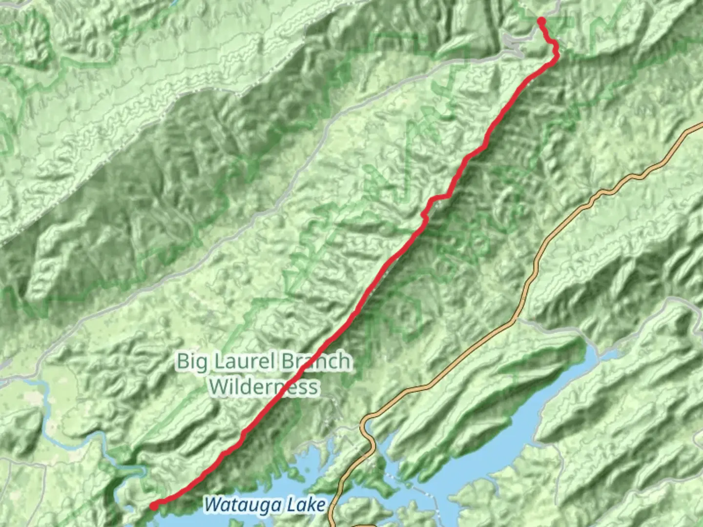 An image depicting the trail Forest Camp Site via Appalachian Trail to Wilbur Dam Road and its surrounding area.
