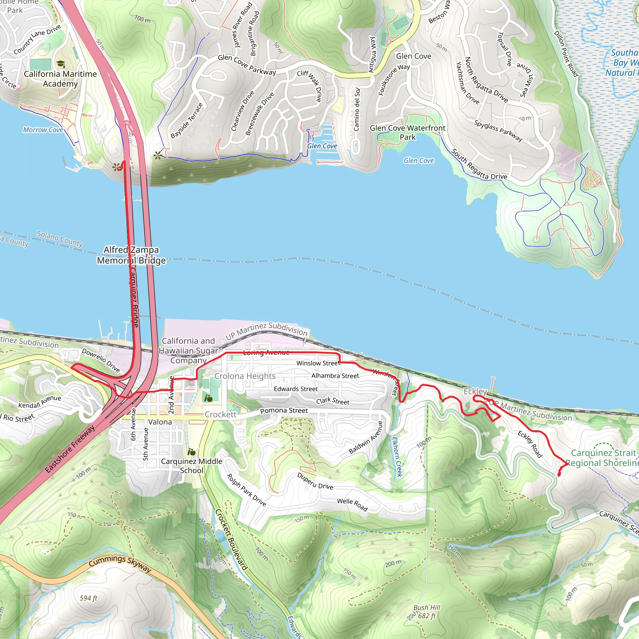 Bull Valley Creek and Carquinez Bridge Trail mobile static map