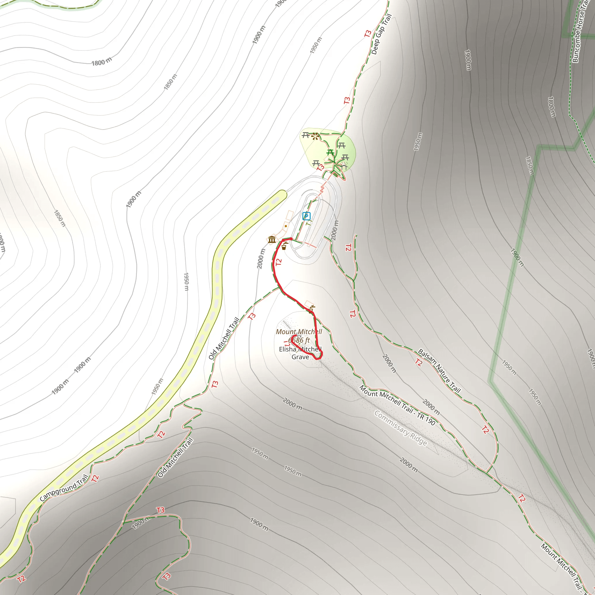 Mount Mitchell Summit Trail mobile static map