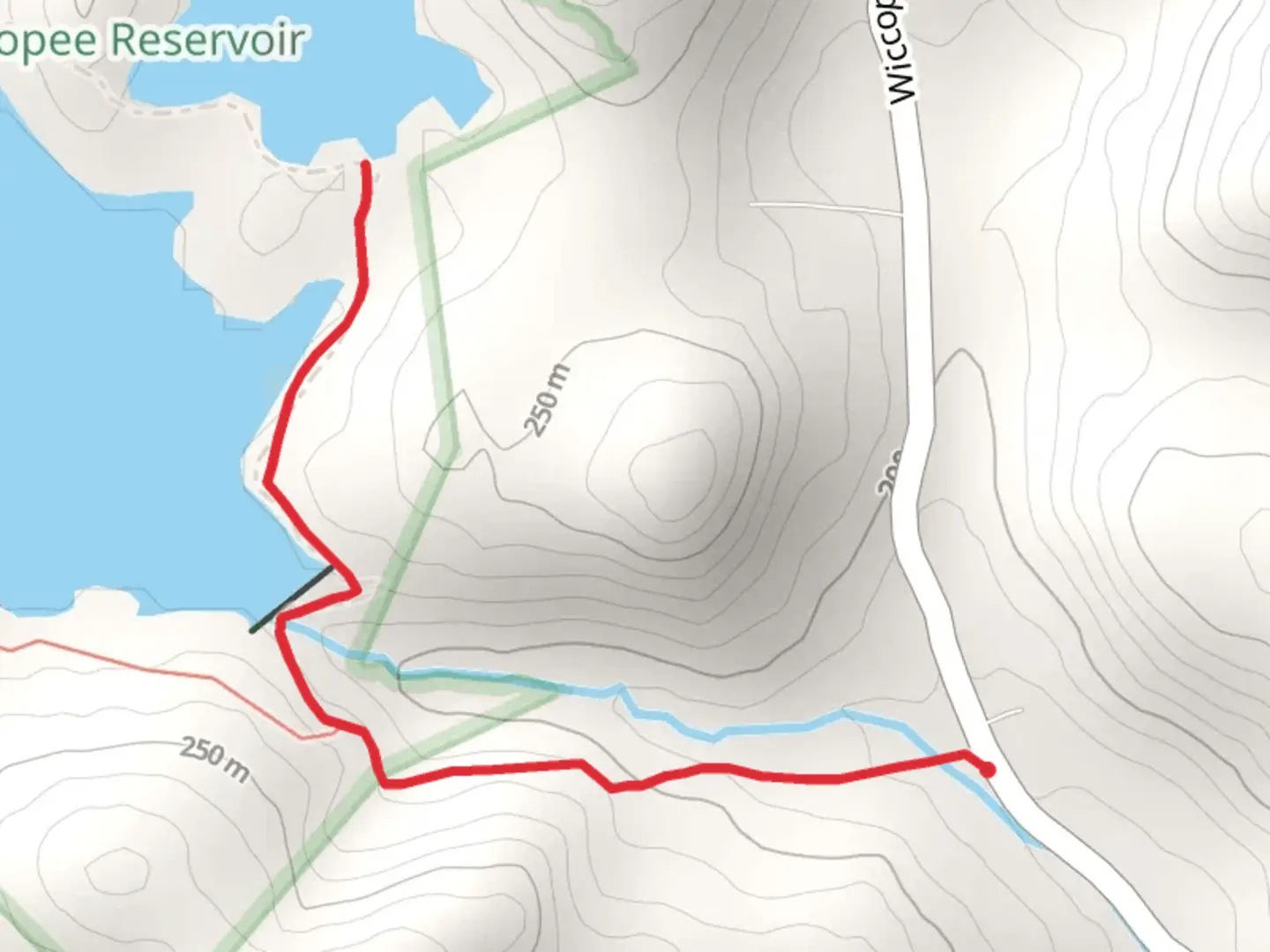 An image depicting the trail Wiccopee Reservoir Out and Back and its surrounding area.