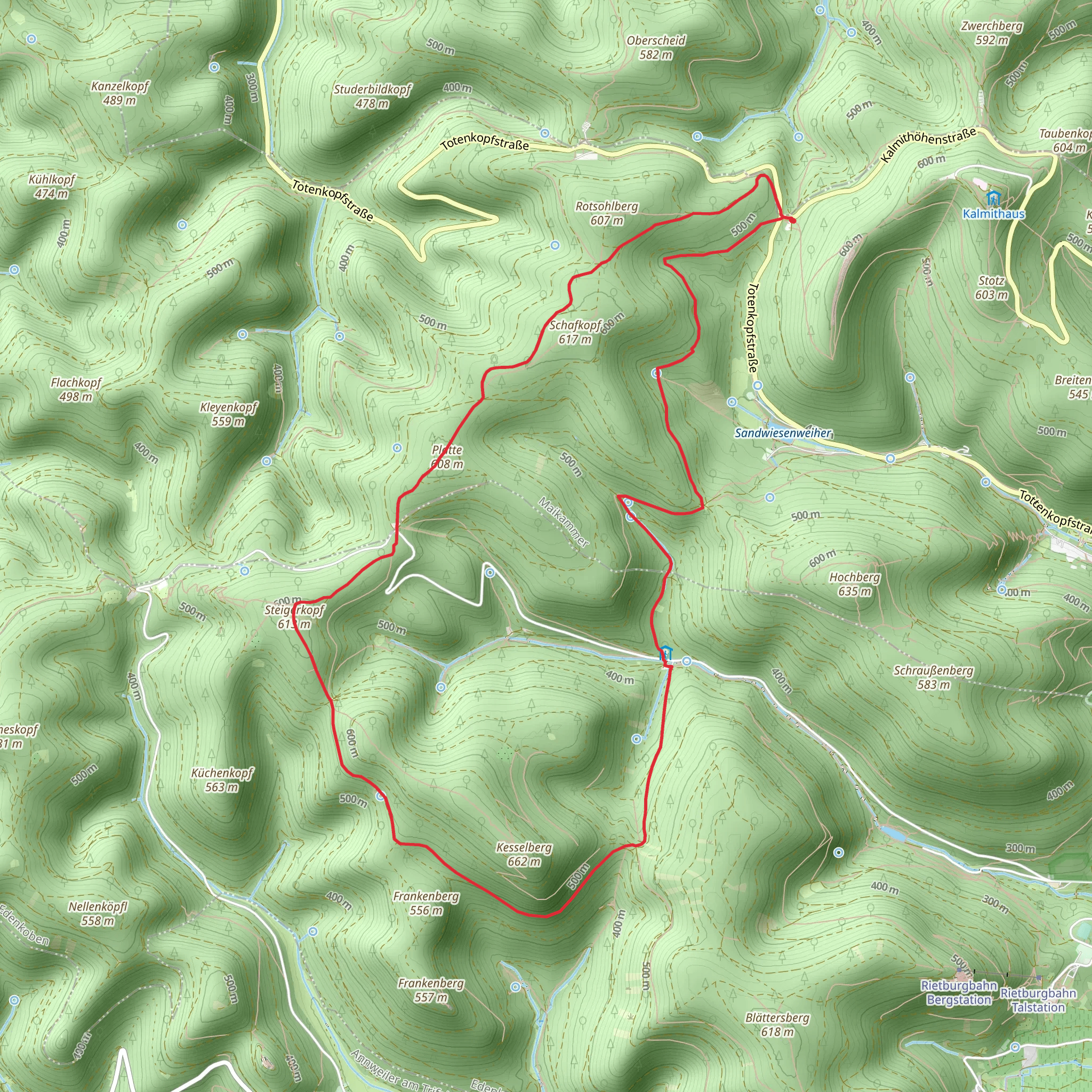 Saar Pfalz Weg and Auerochsenweg St Martin mobile static map