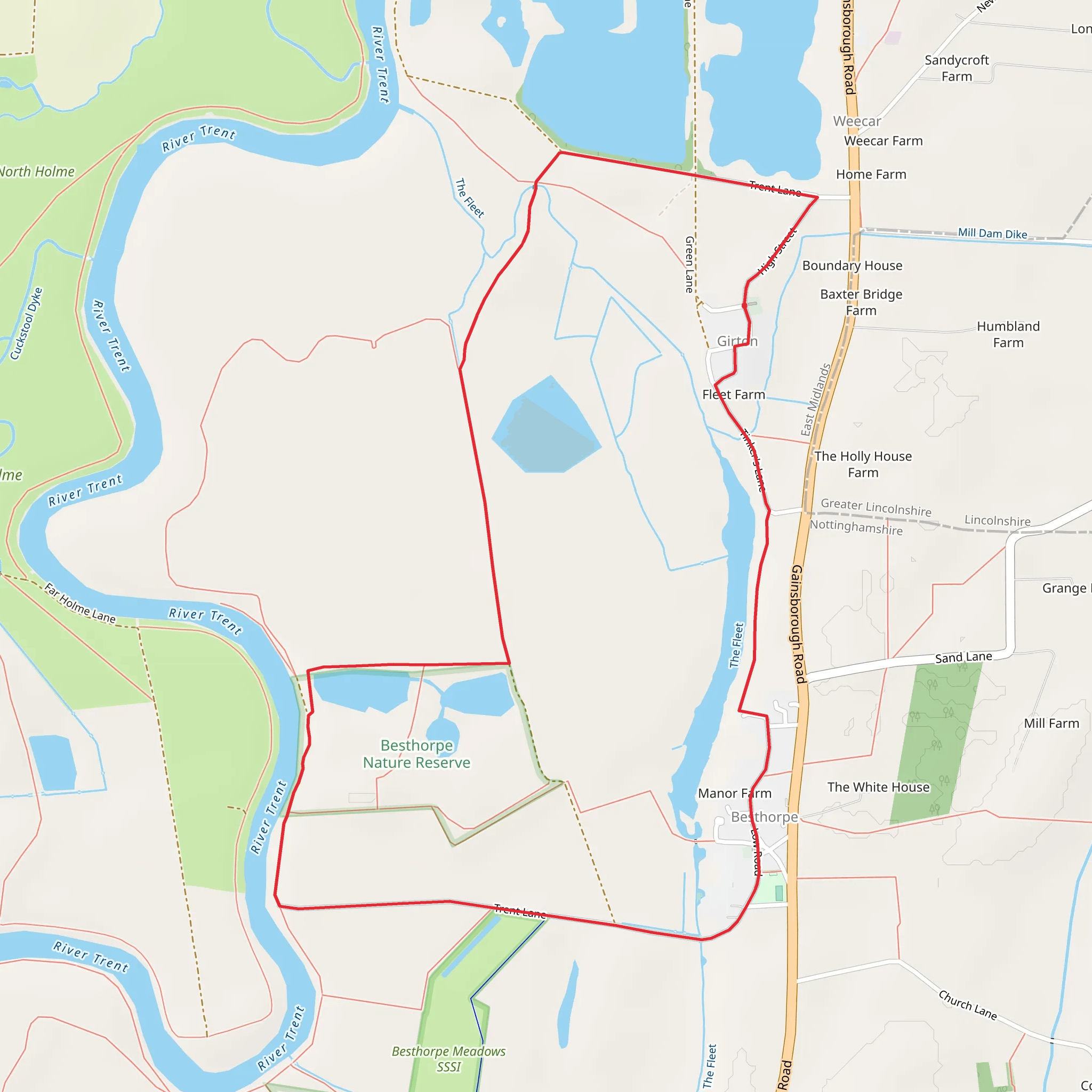 Besthorpe Nature Reserve via Trent Valley Way mobile static map