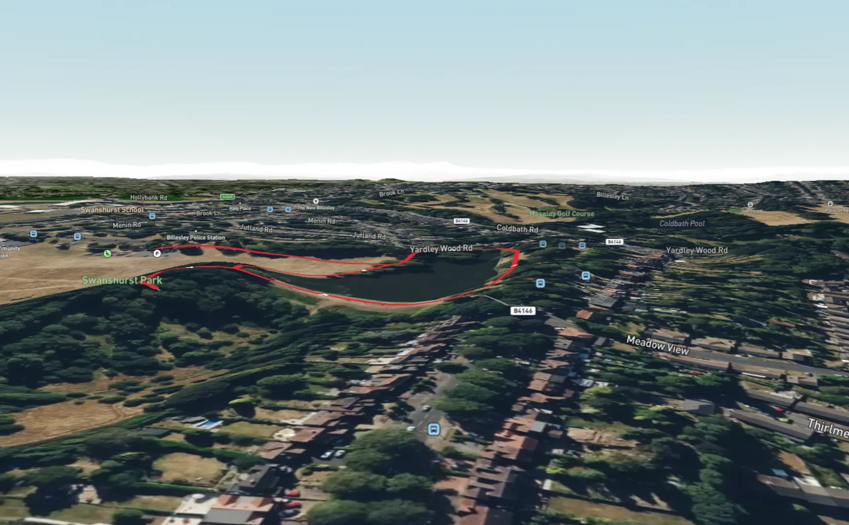 An image depicting the trail Swanshurst Park Loop and its surrounding area.