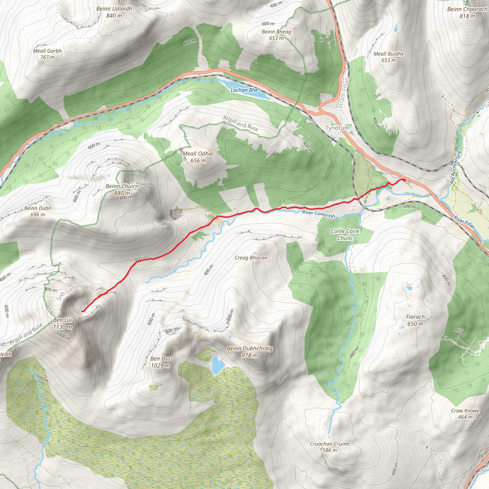Coire Gaothach Southern Ridge from Dalrigh mobile static map