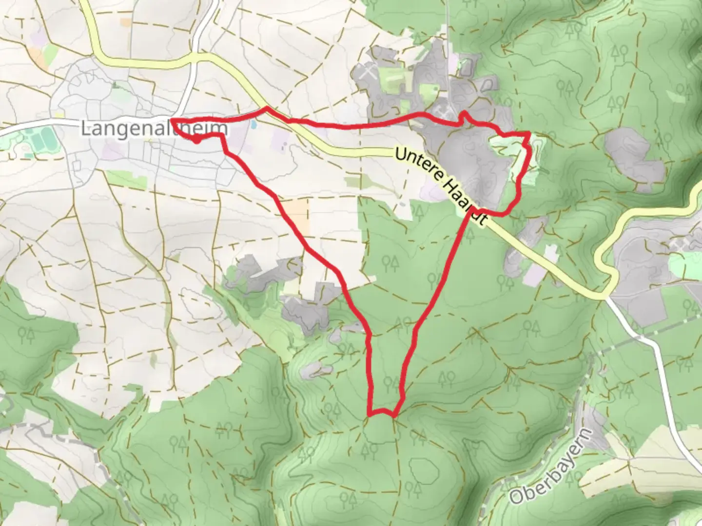 An image depicting the trail Rundwanderweg Langenaltheim and its surrounding area.