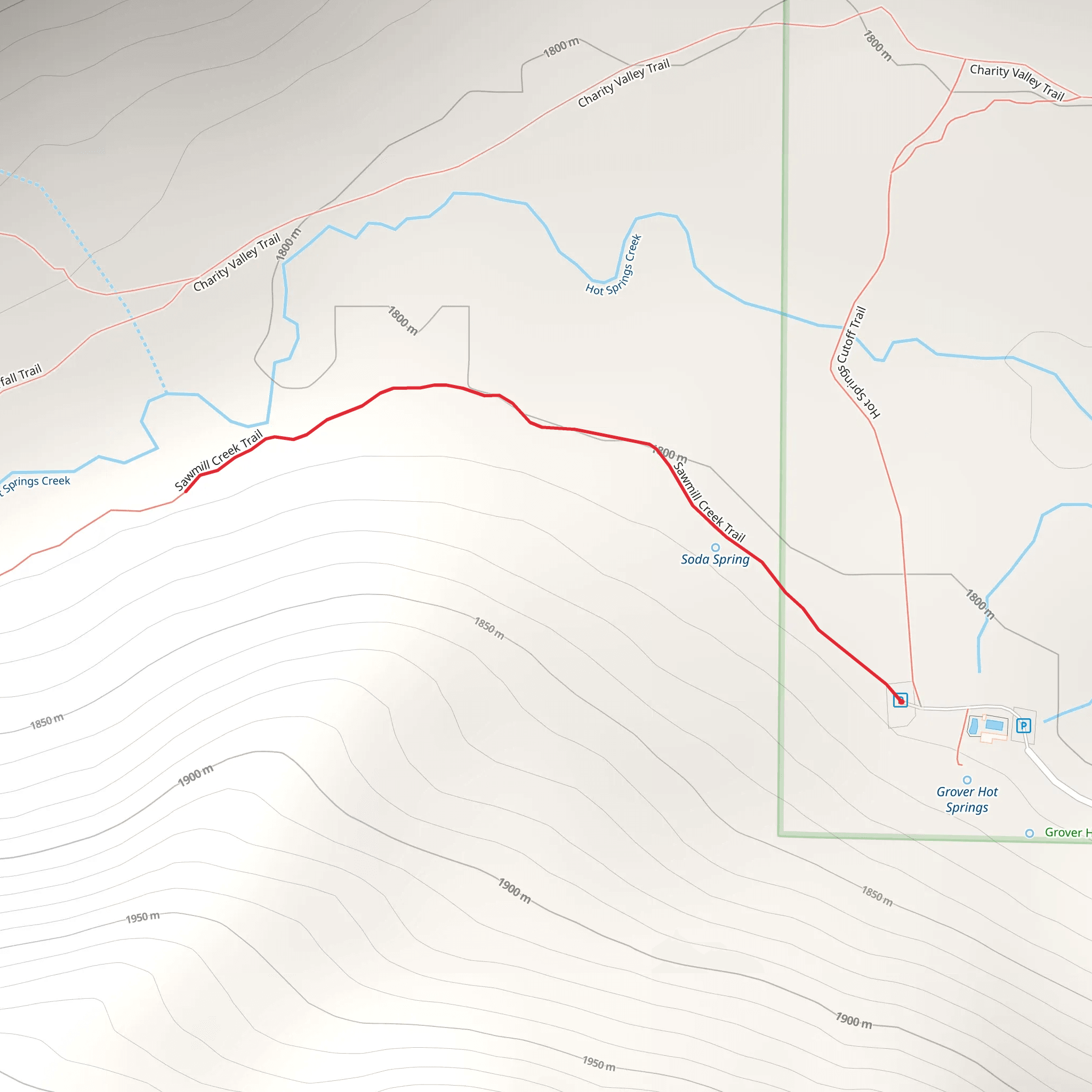 Grover Hot Springs - Sawmill Creek Trail mobile static map