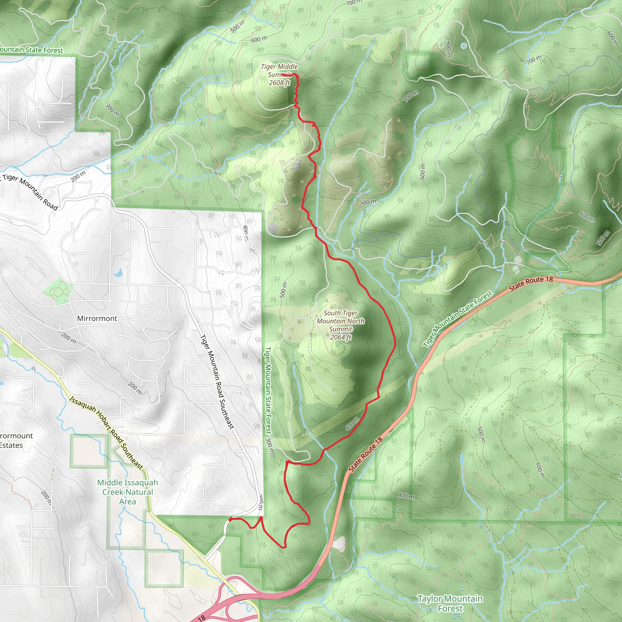 Tiger Middle Summit via Tiger Mountain Trail mobile static map
