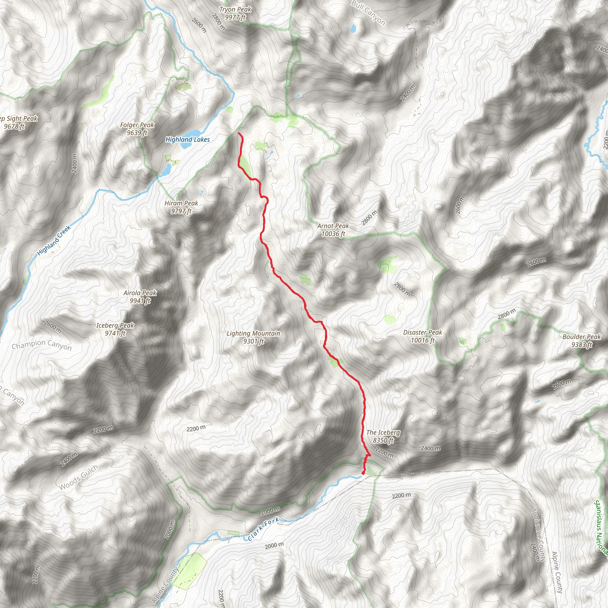 Disaster Creek Trail mobile static map