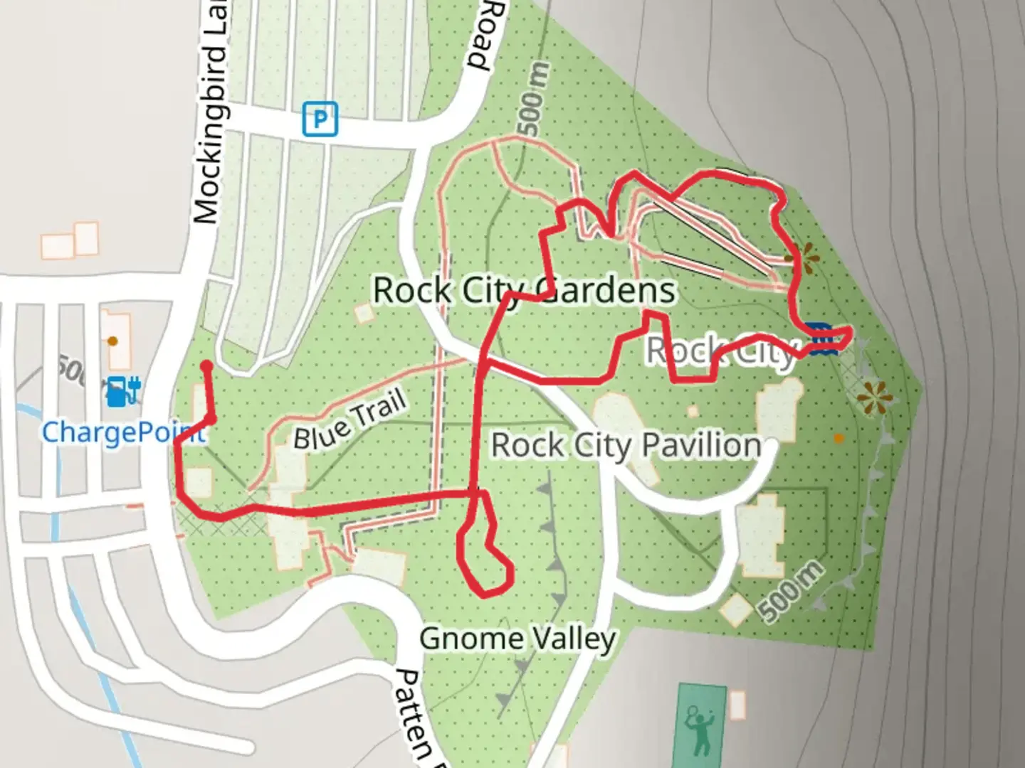 An image depicting the trail The Grand Corridor and Rainbow Hall Loop and its surrounding area.