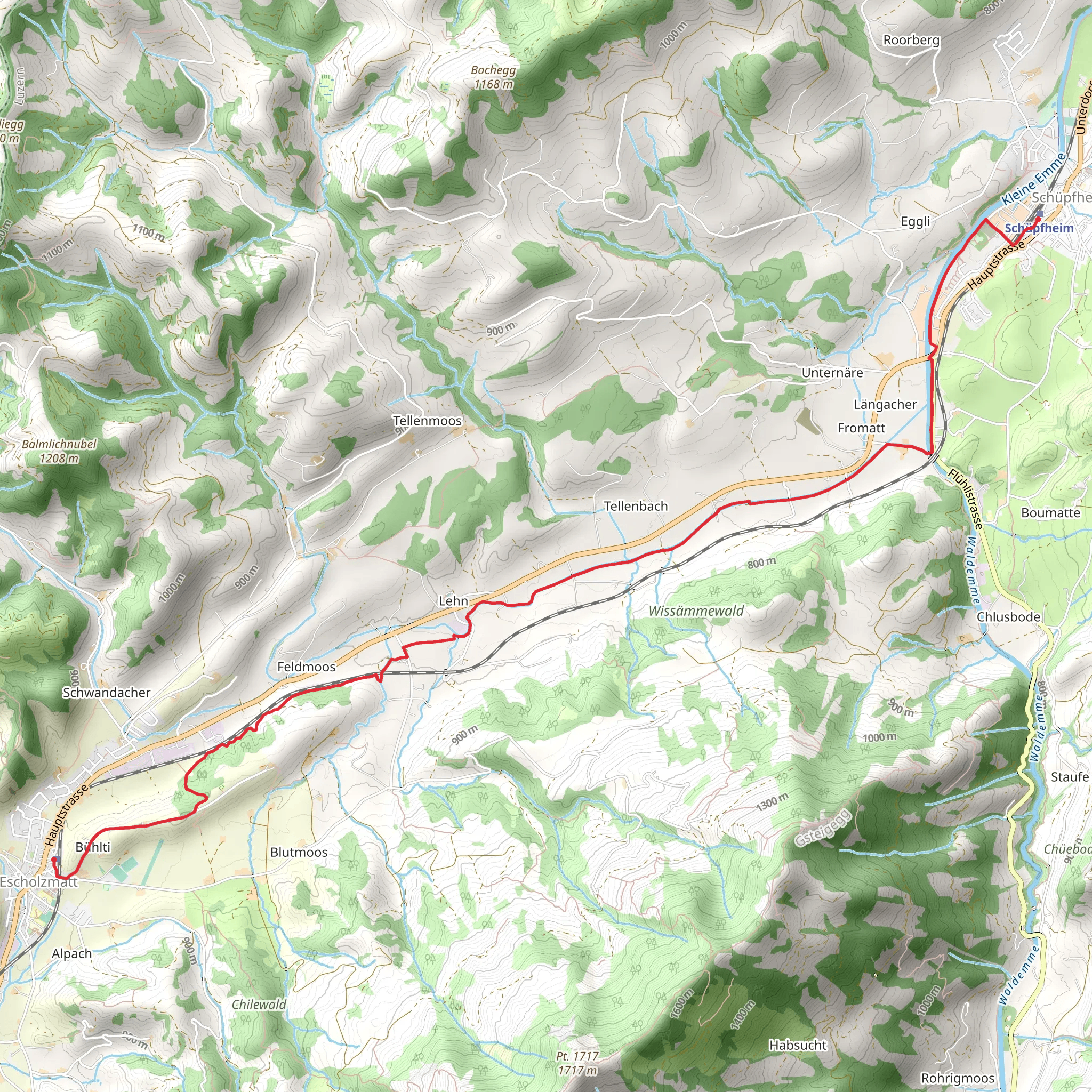 Wissemme-Weg von Escholzmatt nach Schüpfheim mobile static map