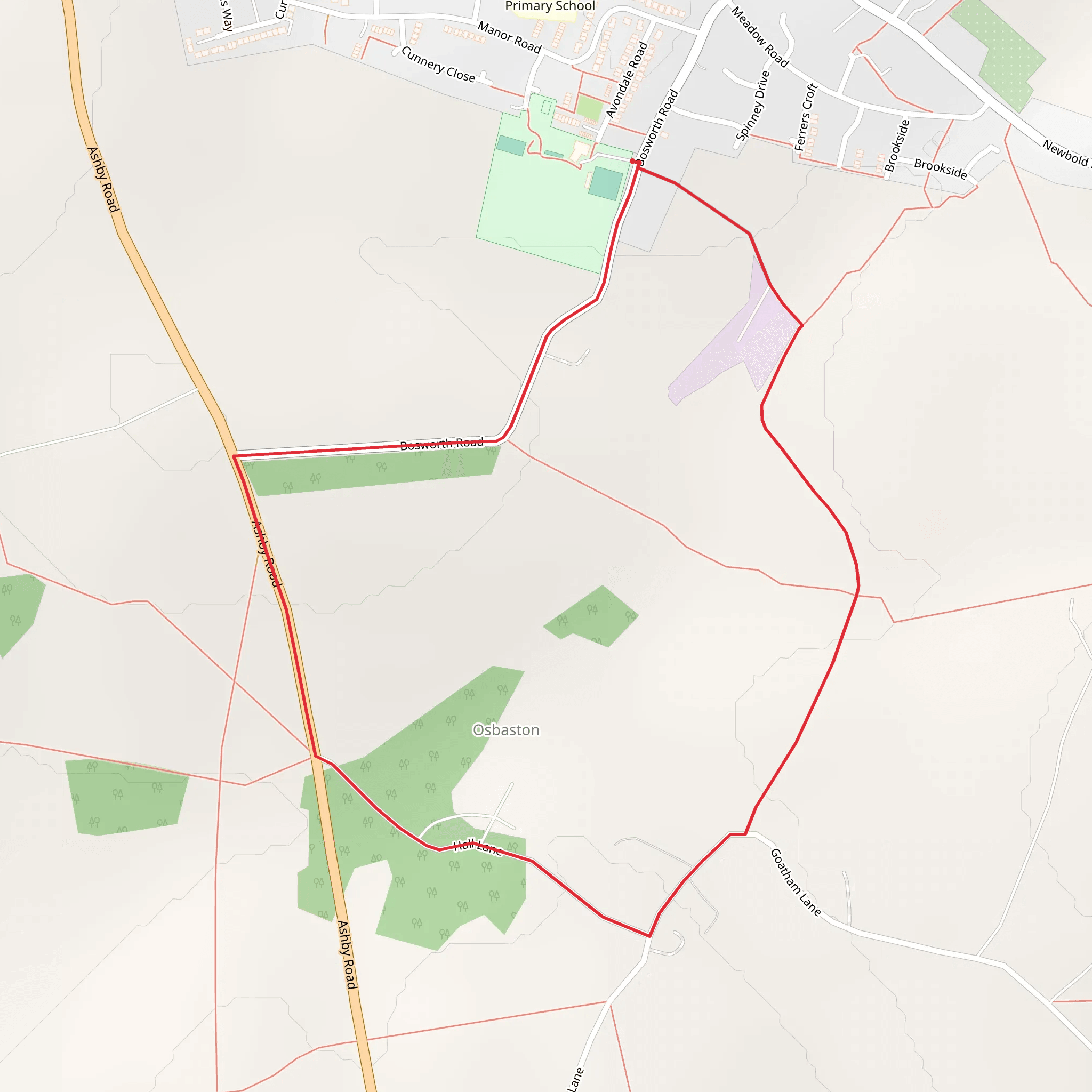 Osbaston Loop mobile static map