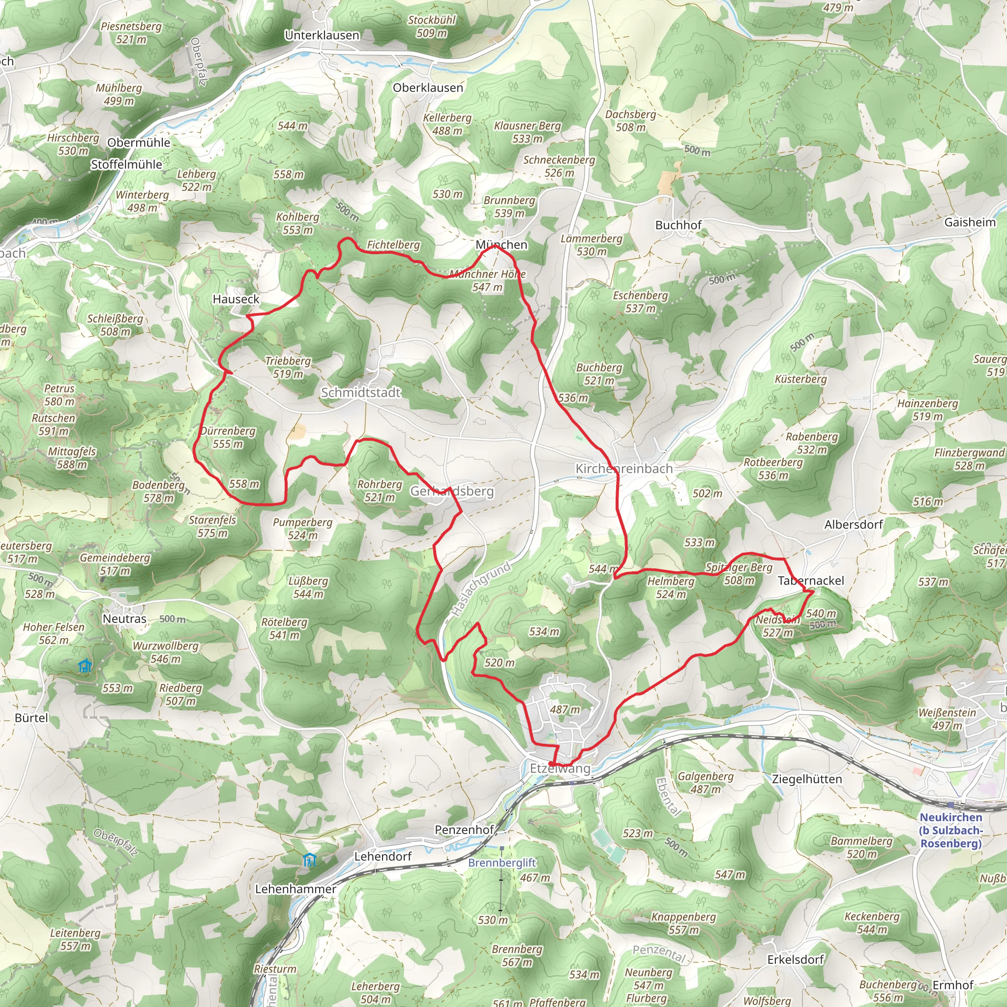 Burgen und Schloesser Weg and Etzelweg mobile static map