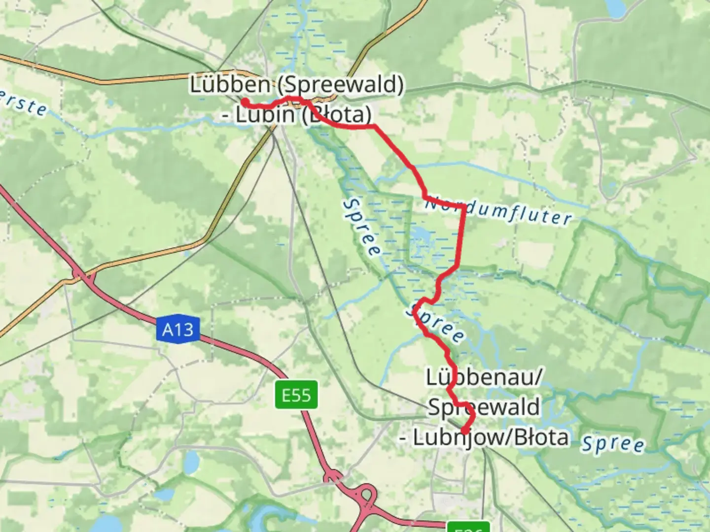 An image depicting the trail Lubben to Lubnjow Walk and its surrounding area.