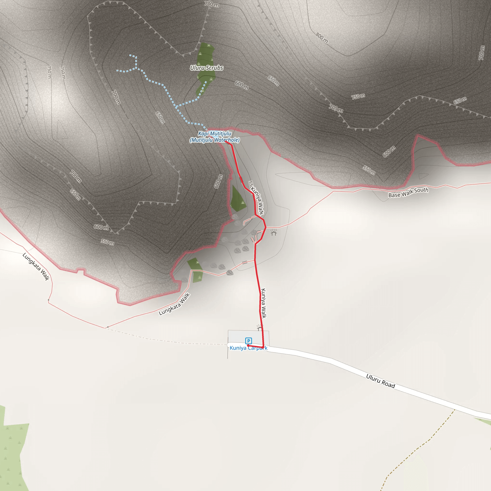 Kuniya Walk and Mutitjulu Waterhole mobile static map