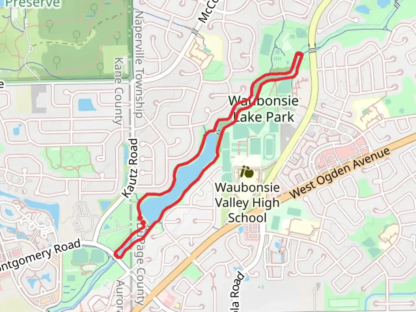 An image depicting the trail Waubonsie Creek Loop Trail and its surrounding area.