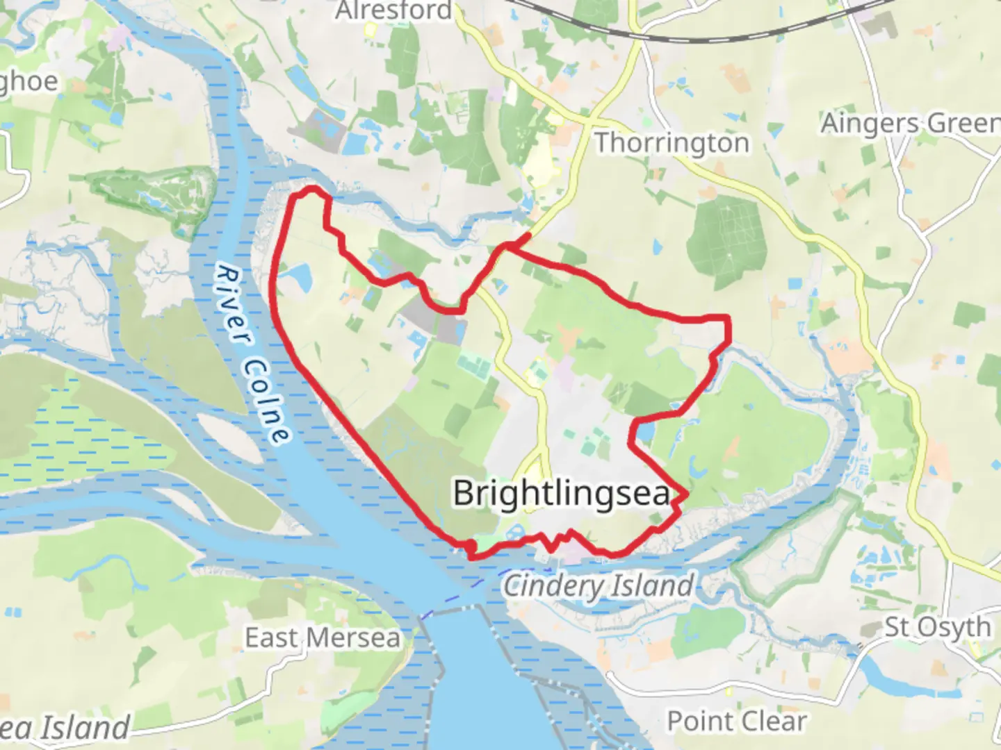 An image depicting the trail Brightlingsea Circular Walk and its surrounding area.