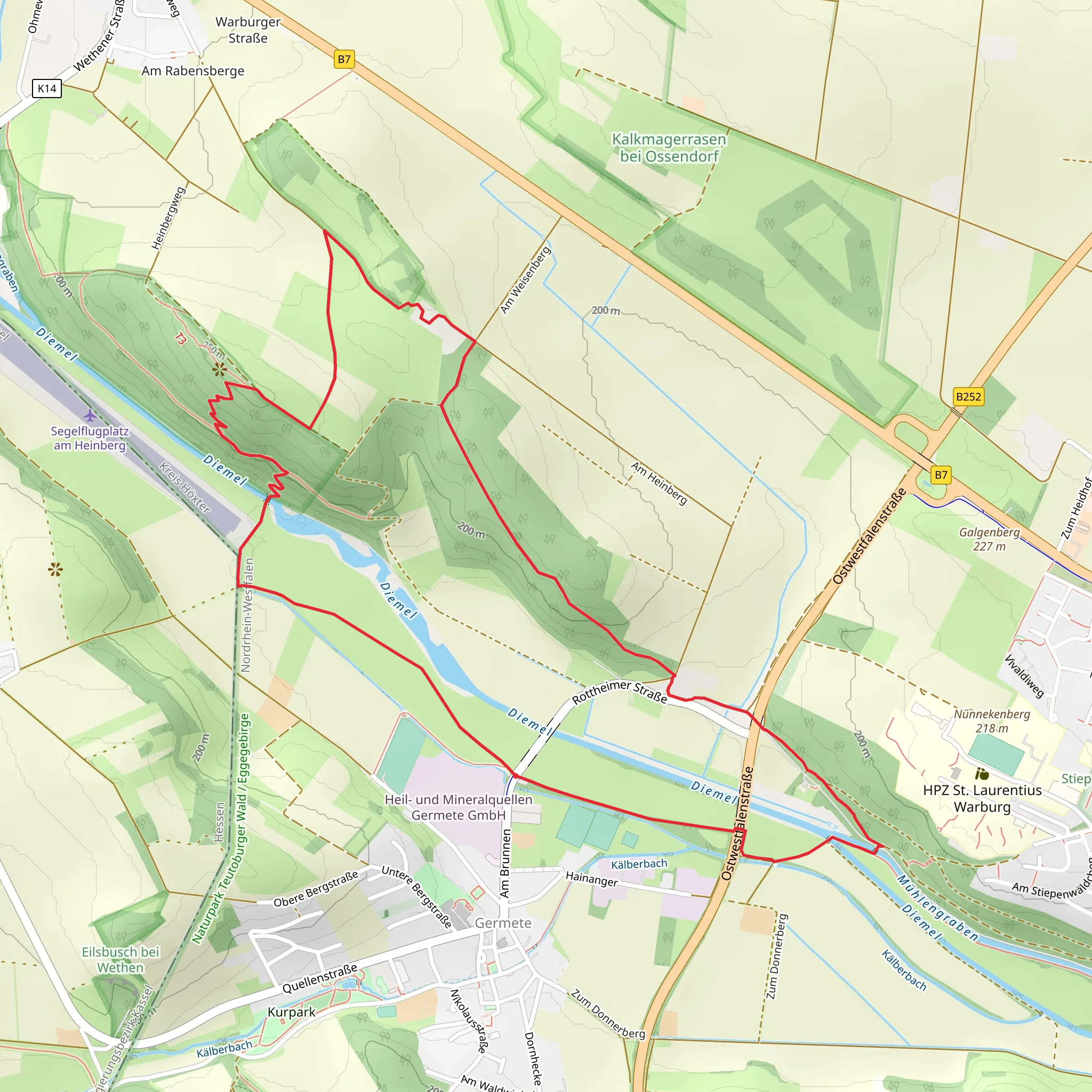 Am Heinberg and Diemel Ems Weg Loop mobile static map