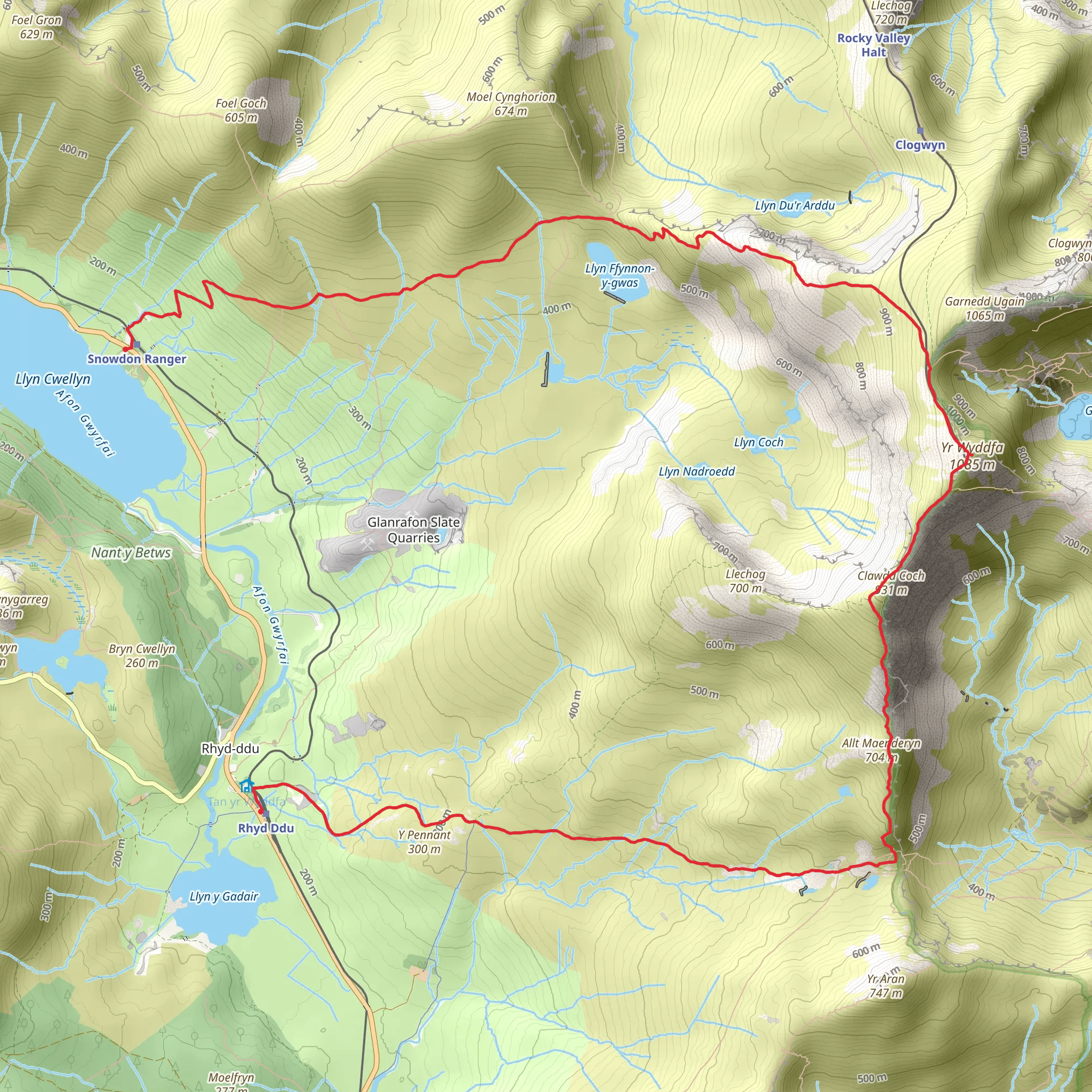 Snowdon via Ranger Path mobile static map