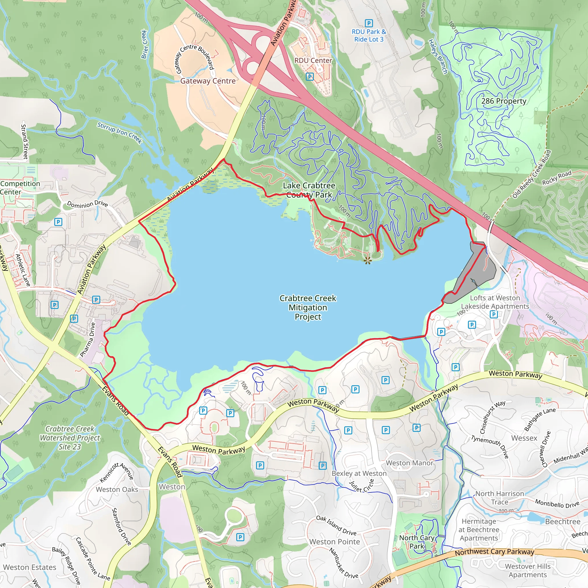 Lake Crabtree Loop mobile static map