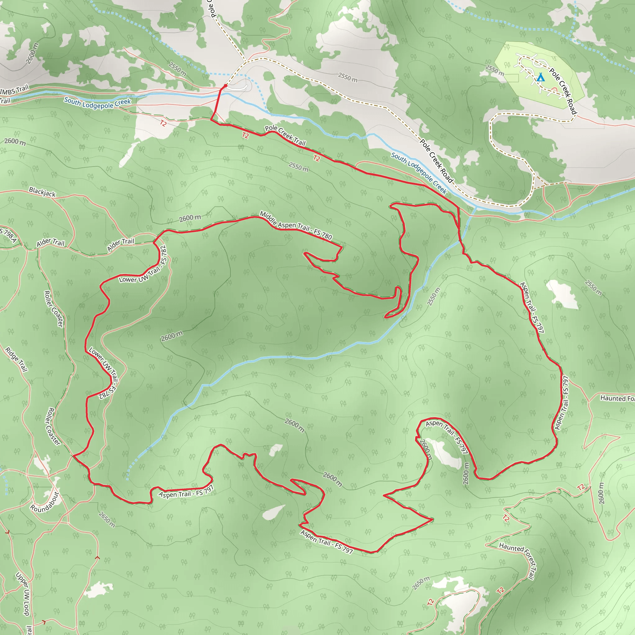 Pole Creek and Aspen Loop Trail mobile static map