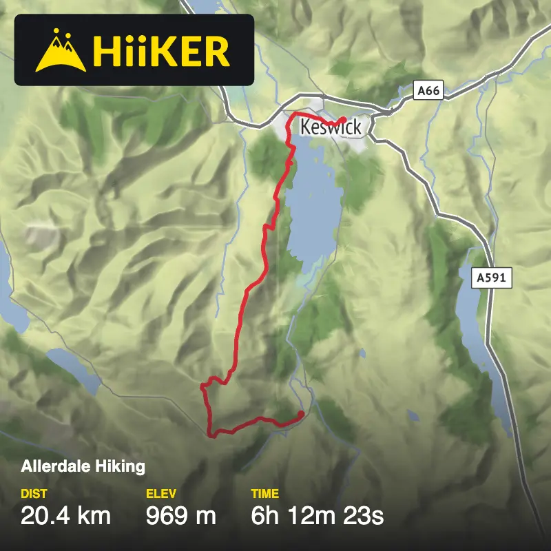 A map preview of the recording Allerdale Hiking.