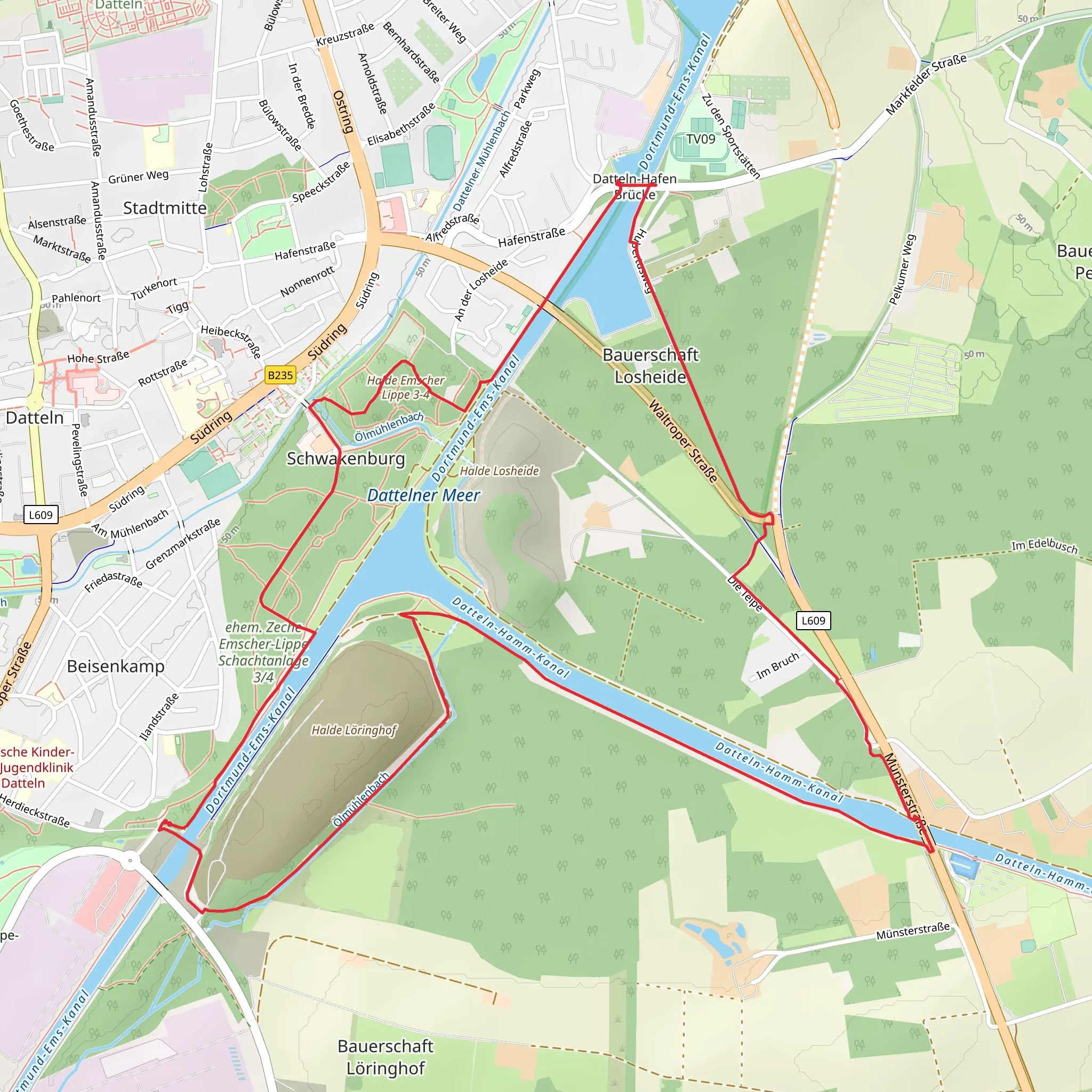 Dortmund Ems Kanal Loop via Halde Emscher mobile static map
