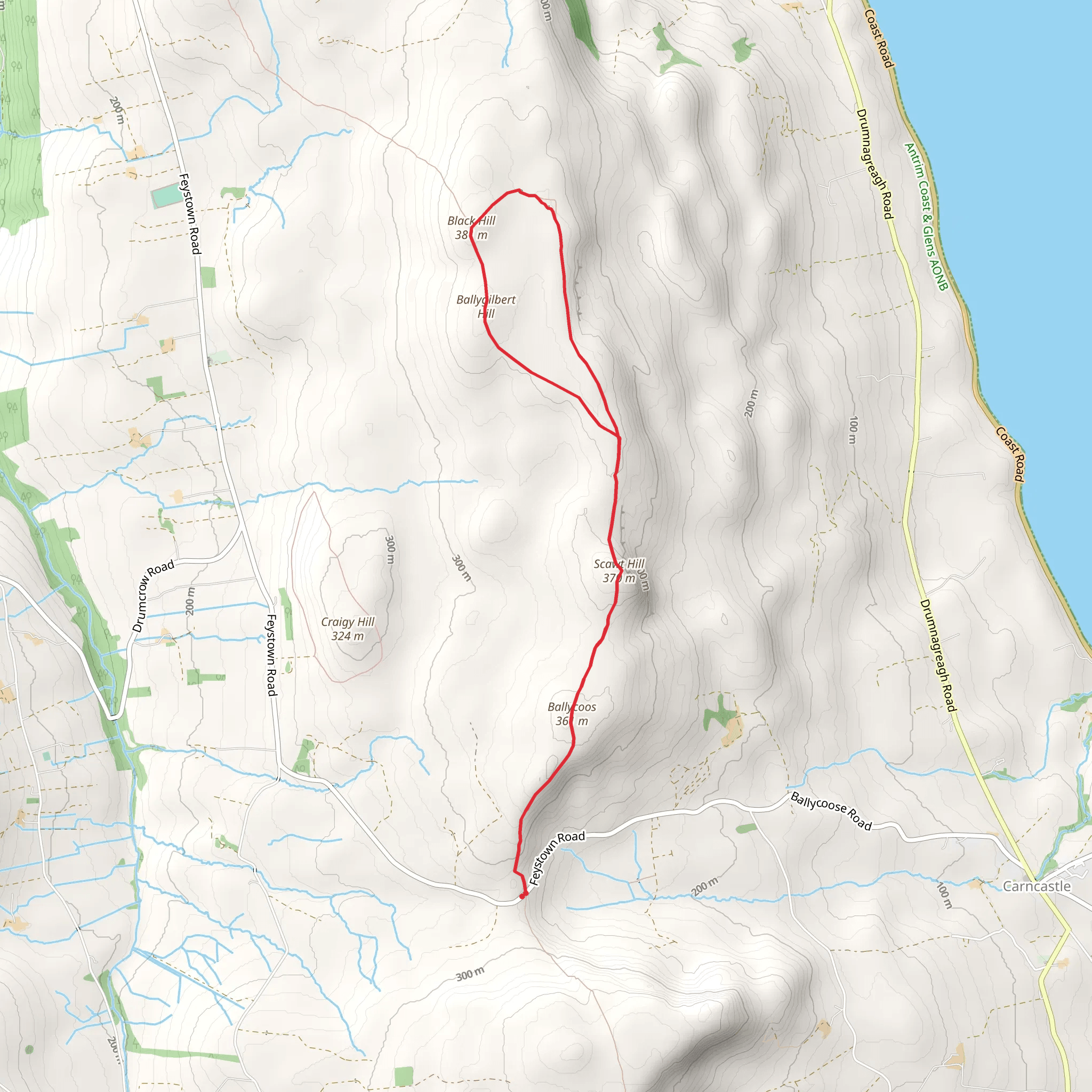 Black Hill - Ballygilbert Hill Walk mobile static map