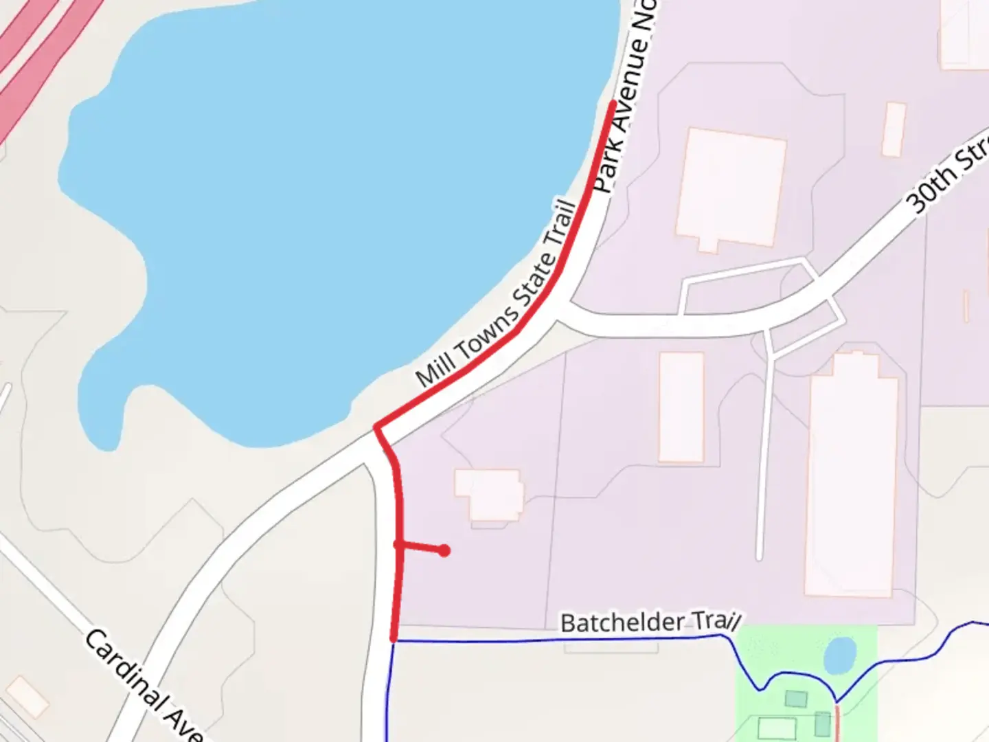 An image depicting the trail Mill Towns State Trail and its surrounding area.