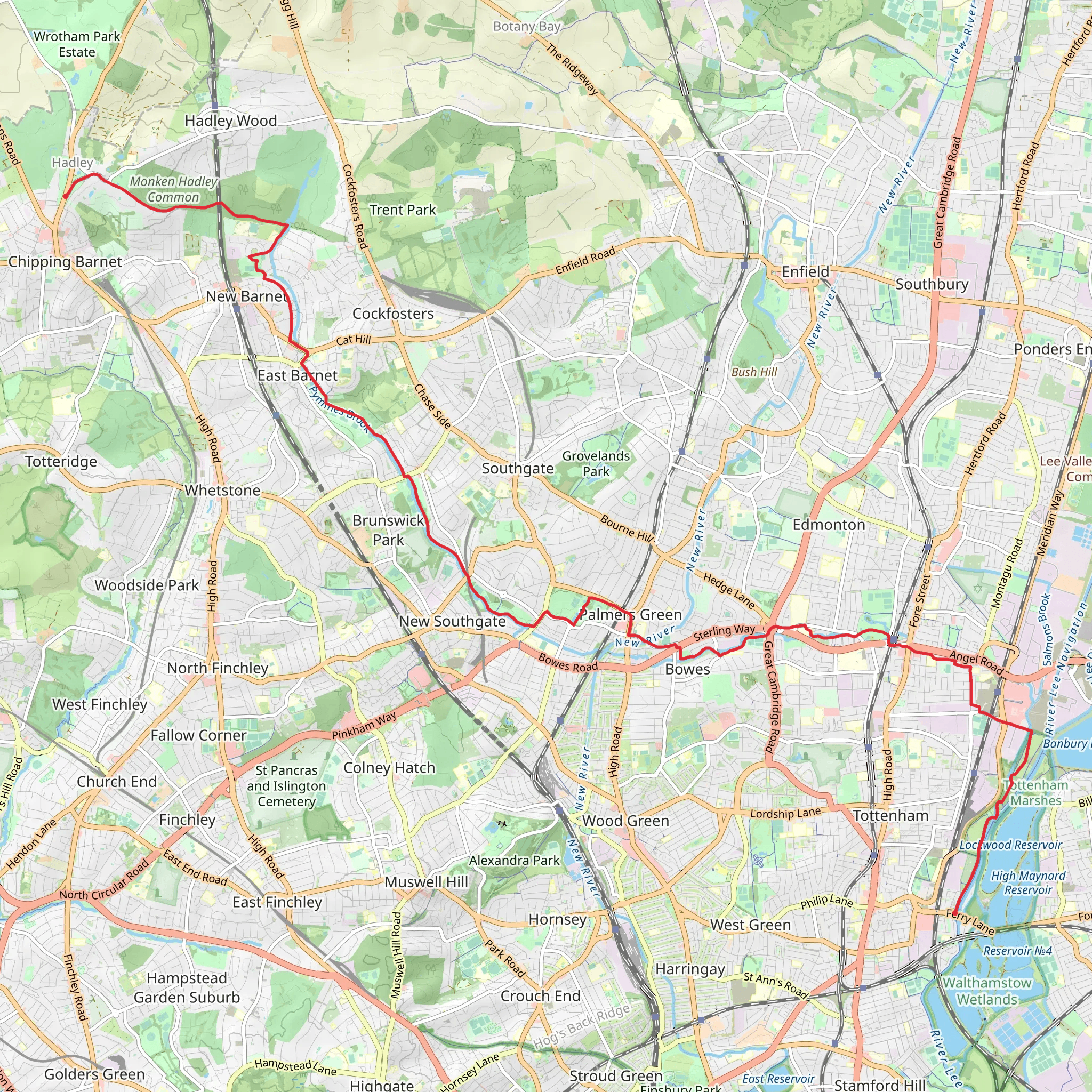 Pymmes Brook Trail mobile static map