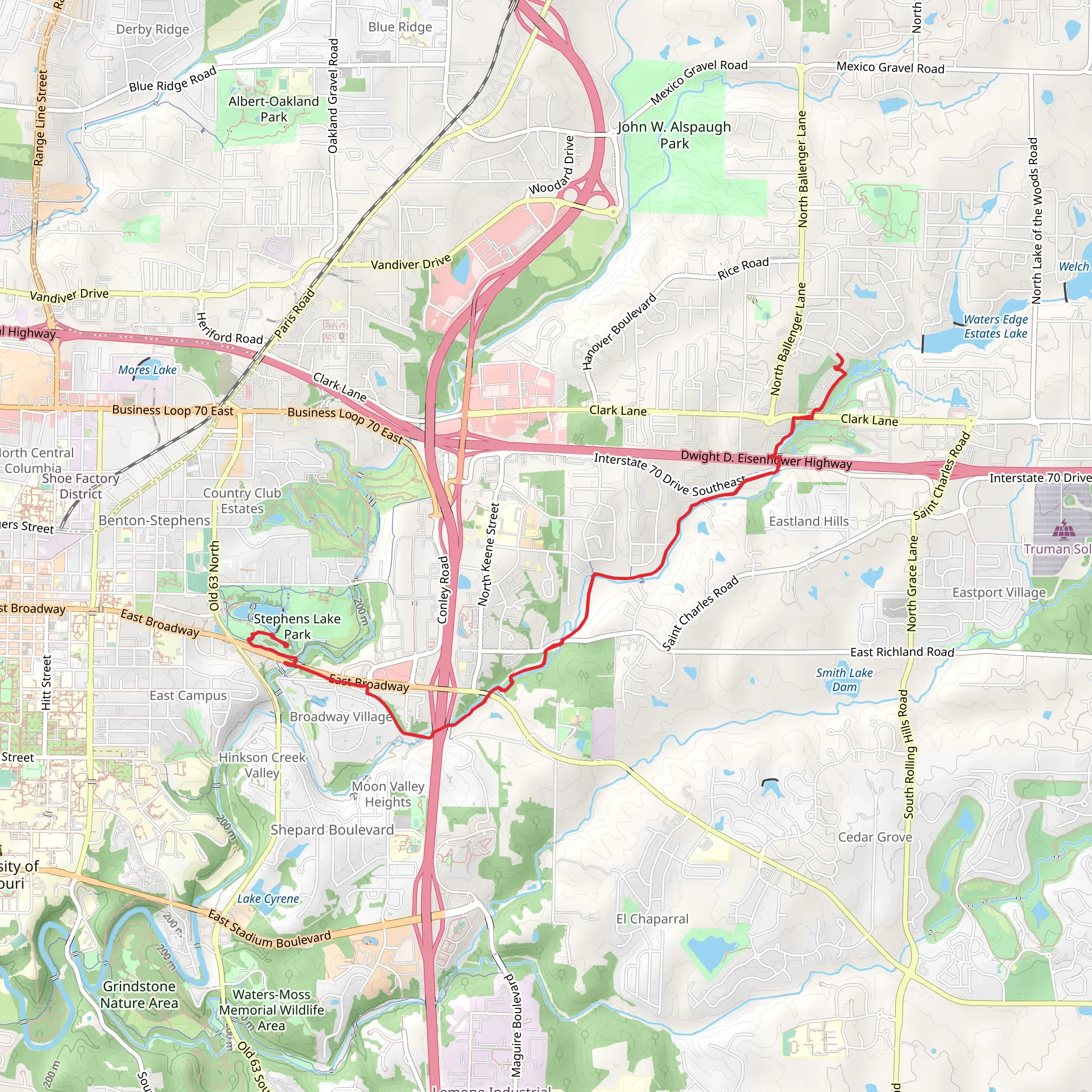 Stephens Lake and Hinkson Creek Trail mobile static map